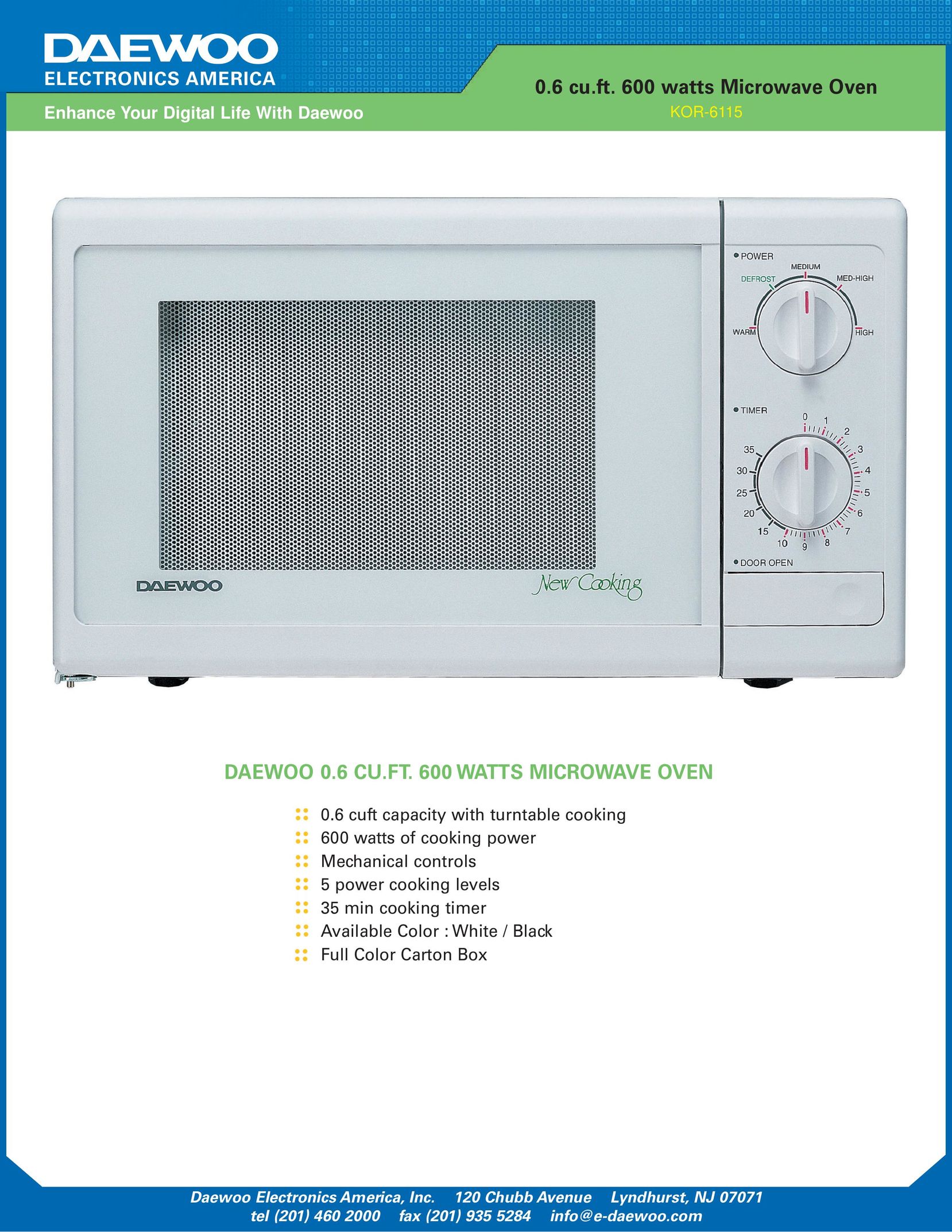 Daewoo KOR-6115 Microwave Oven User Manual