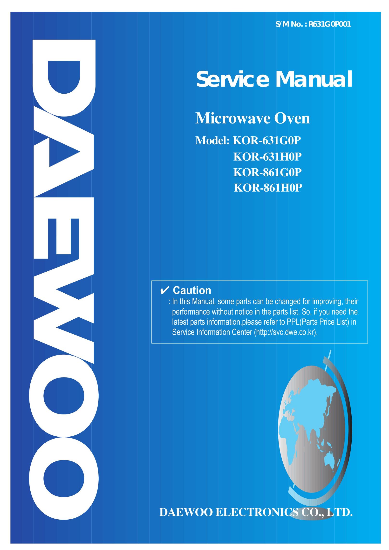 Daewoo KOR-631G0P Microwave Oven User Manual