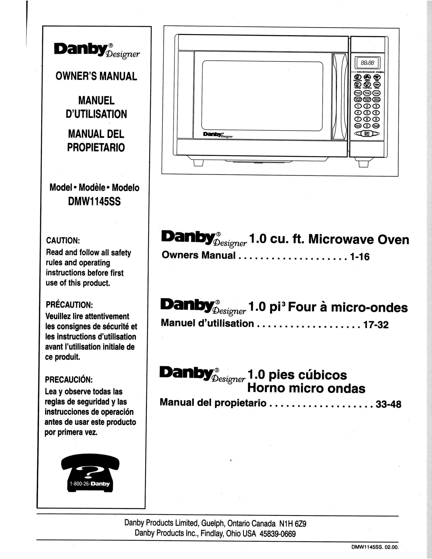 Danby DMW1145SS Microwave Oven User Manual