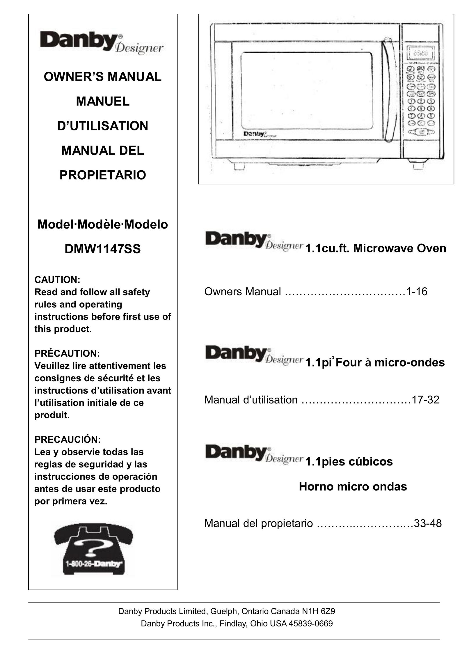 Danby DMW1147SS Microwave Oven User Manual