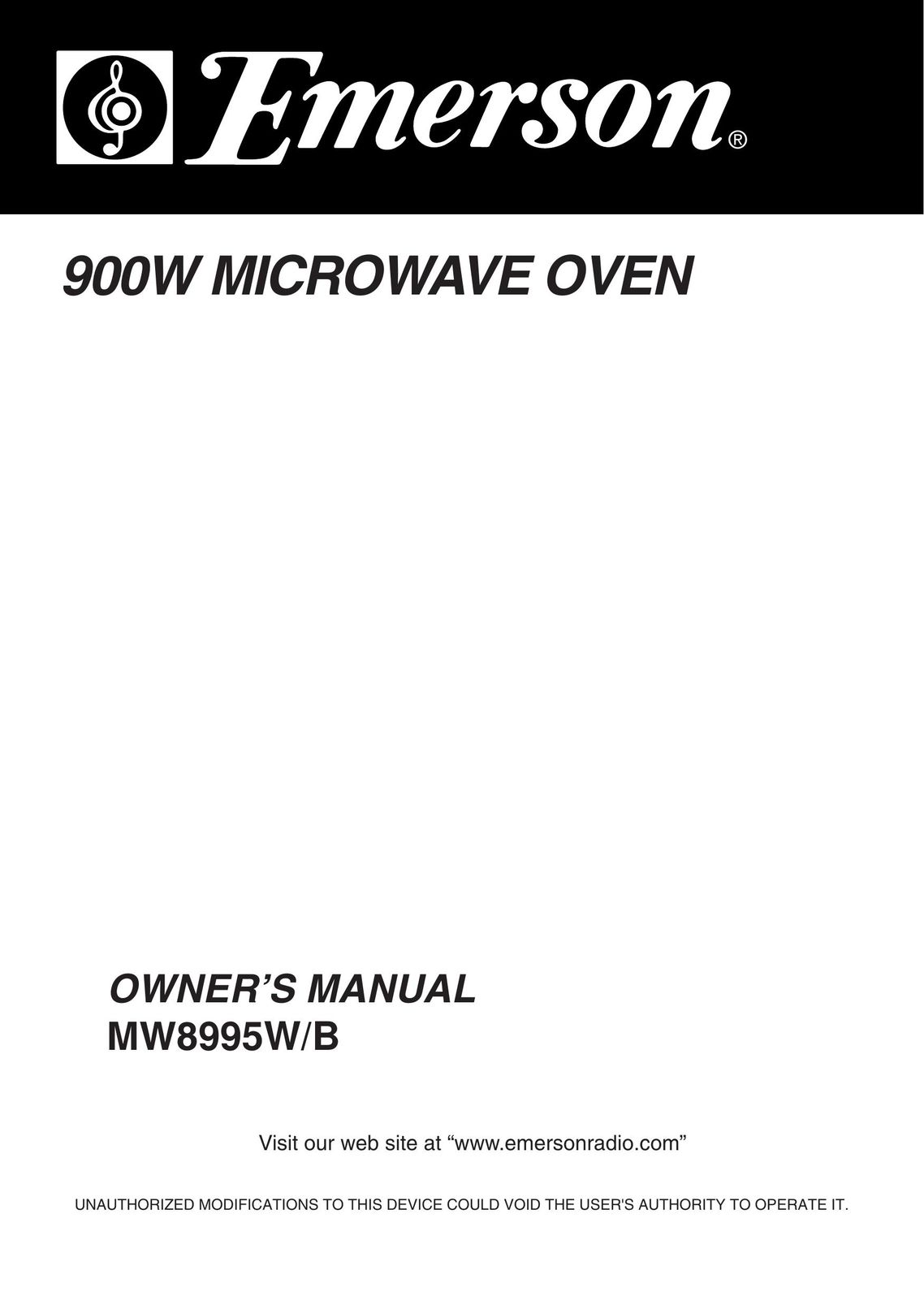Emerson 900W Microwave Oven User Manual