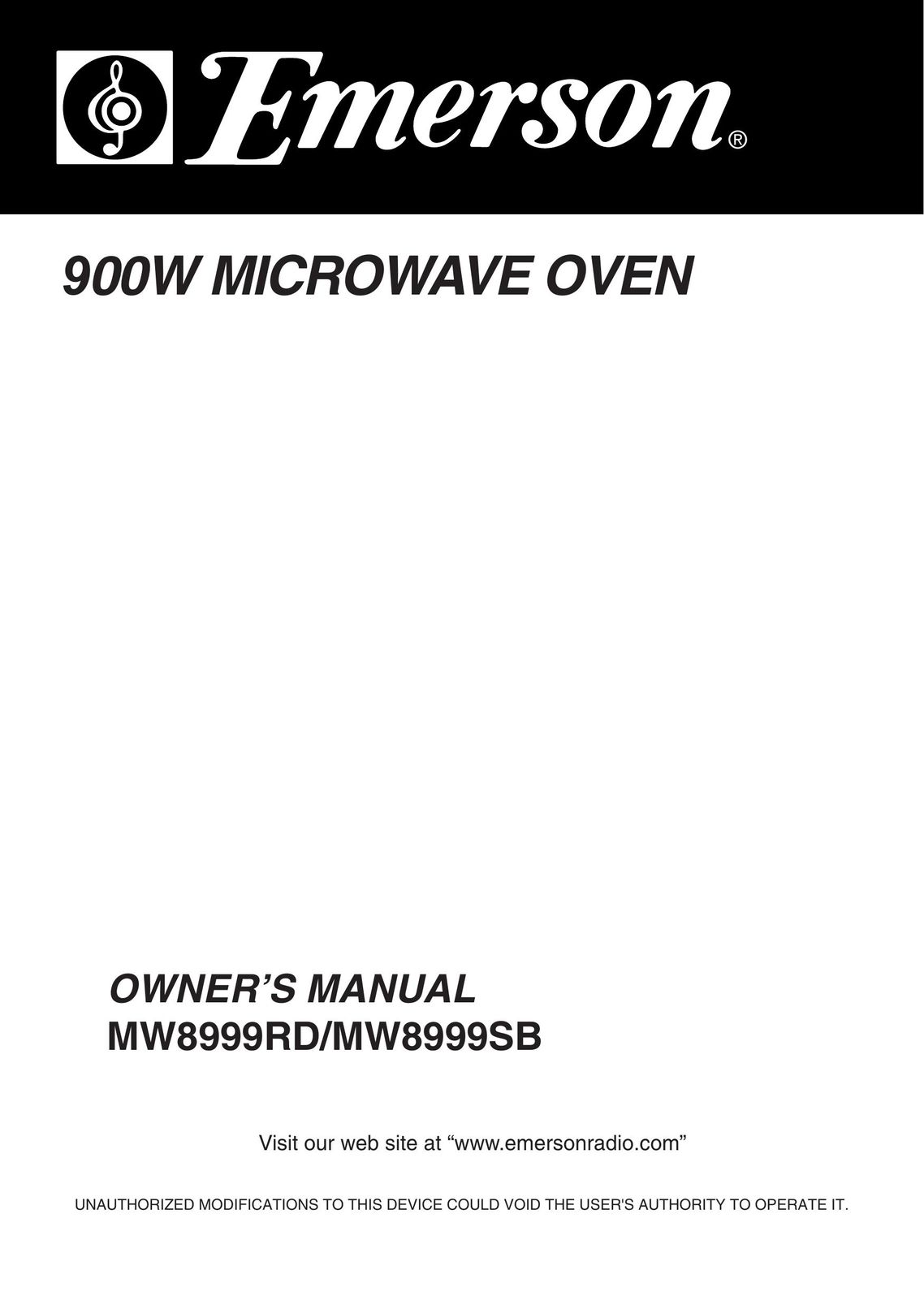 Emerson MW8999RD Microwave Oven User Manual