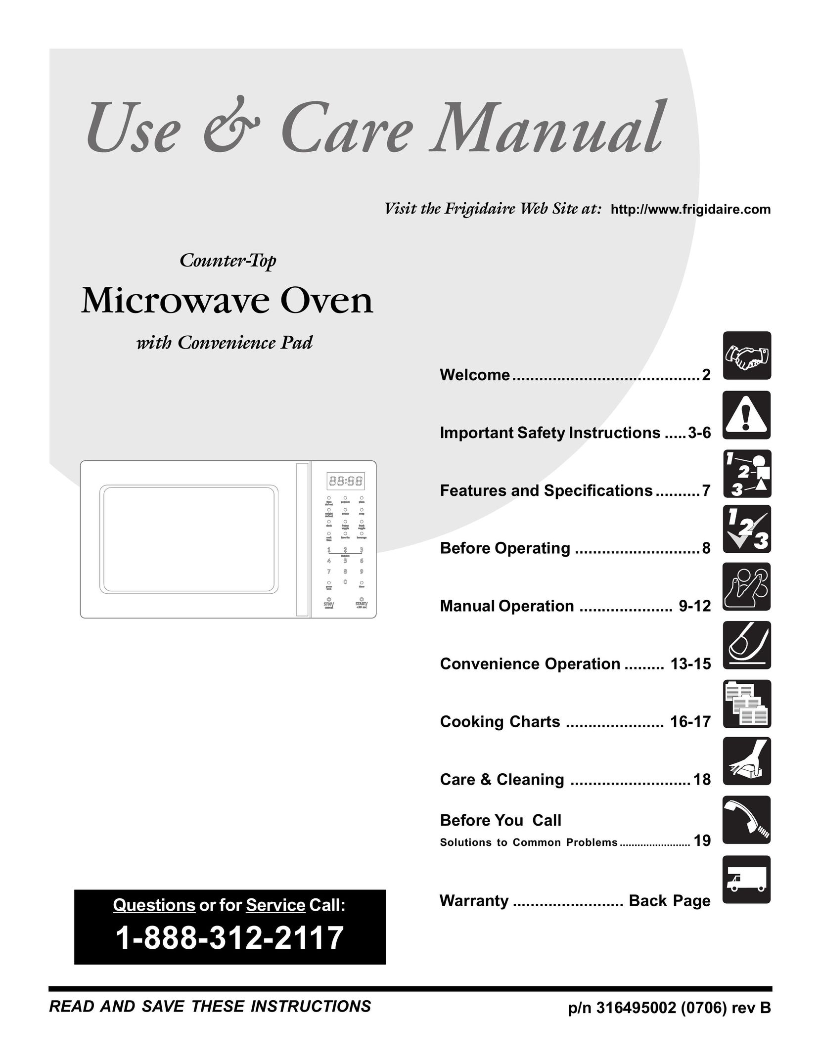 Frigidaire 316495002 Microwave Oven User Manual