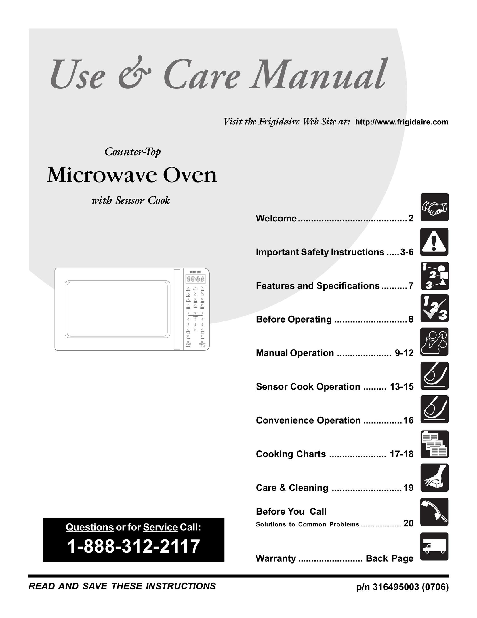 Frigidaire 316495003 Microwave Oven User Manual