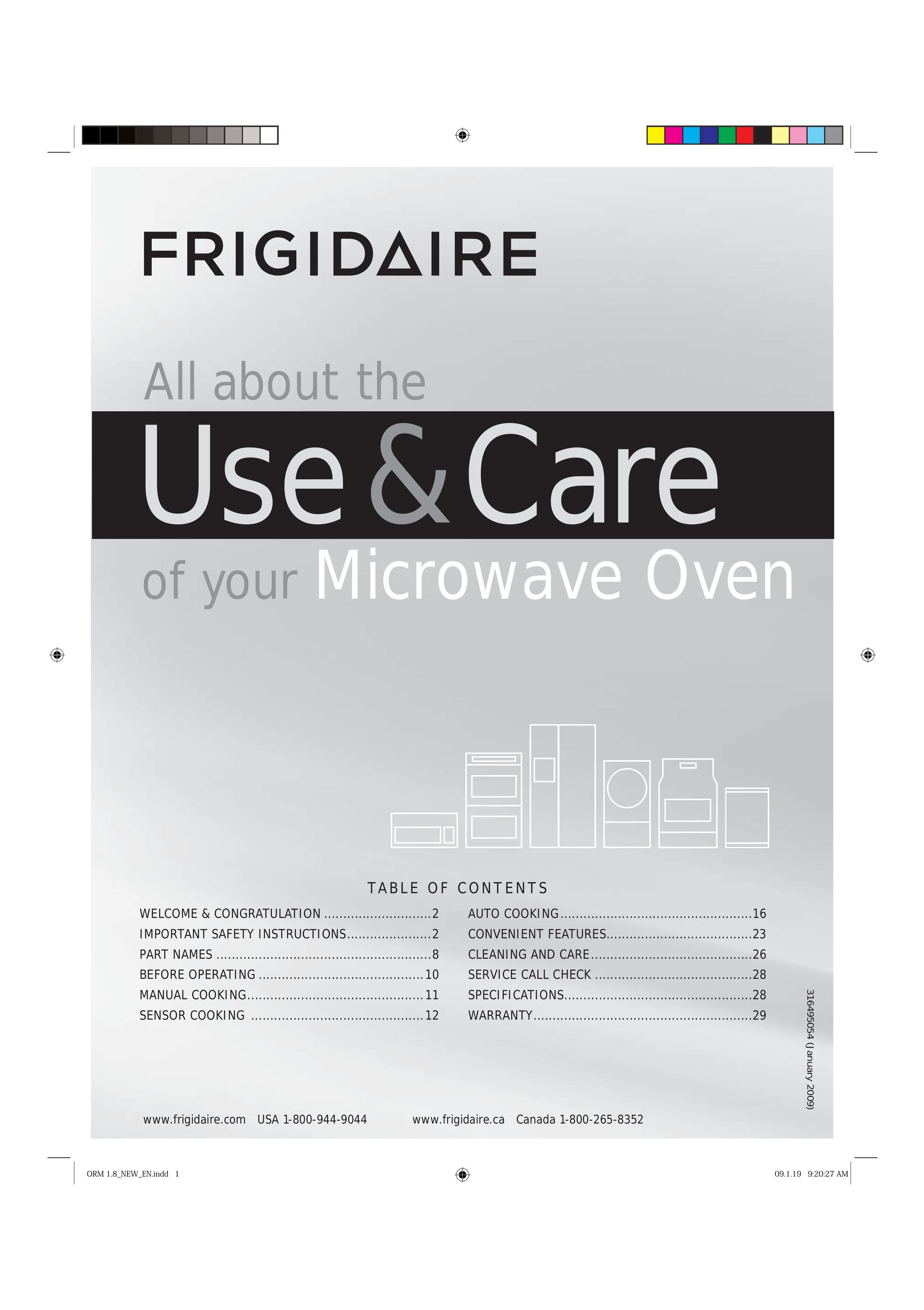 Frigidaire 316495054 Microwave Oven User Manual