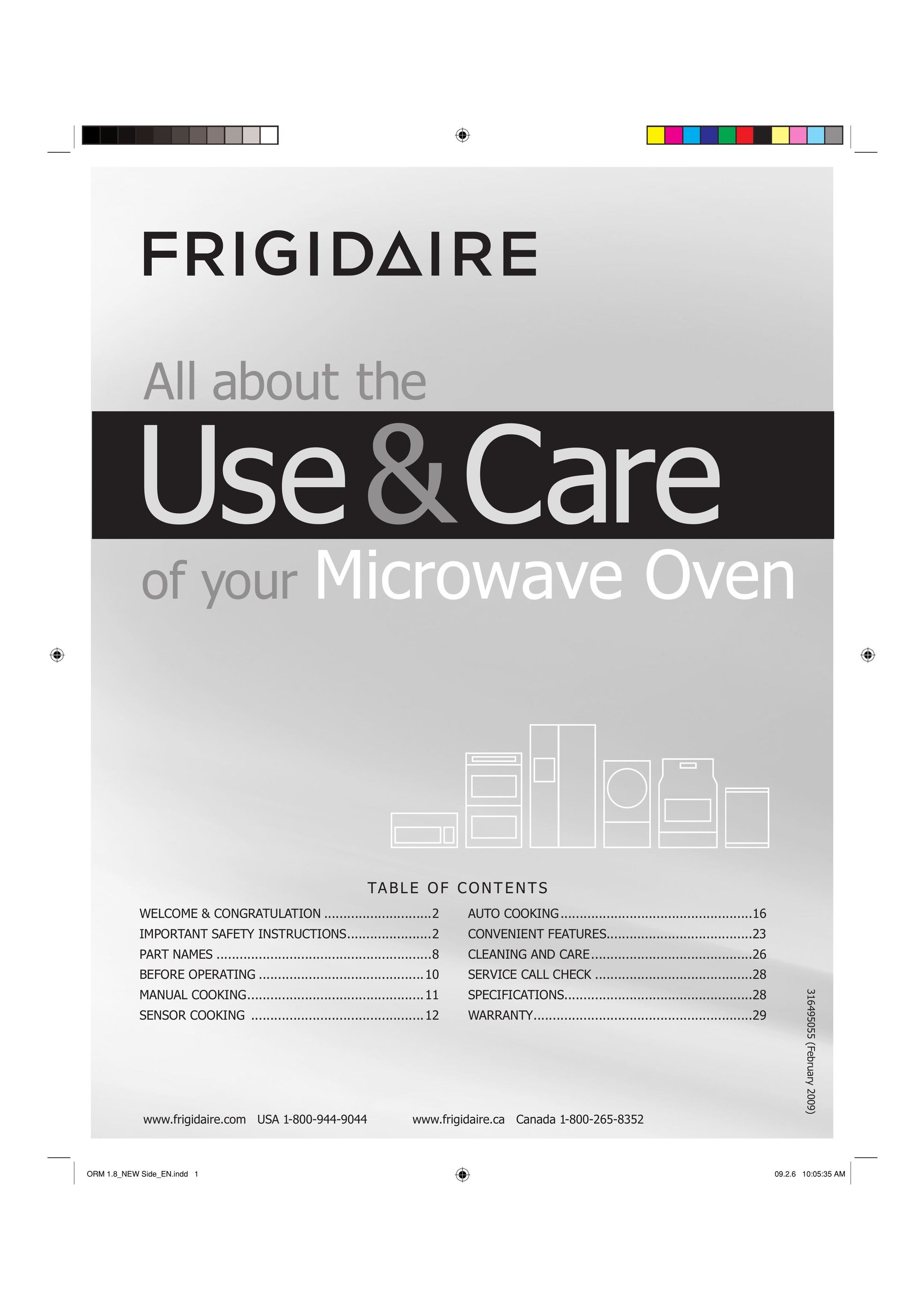 Frigidaire 316495055 Microwave Oven User Manual