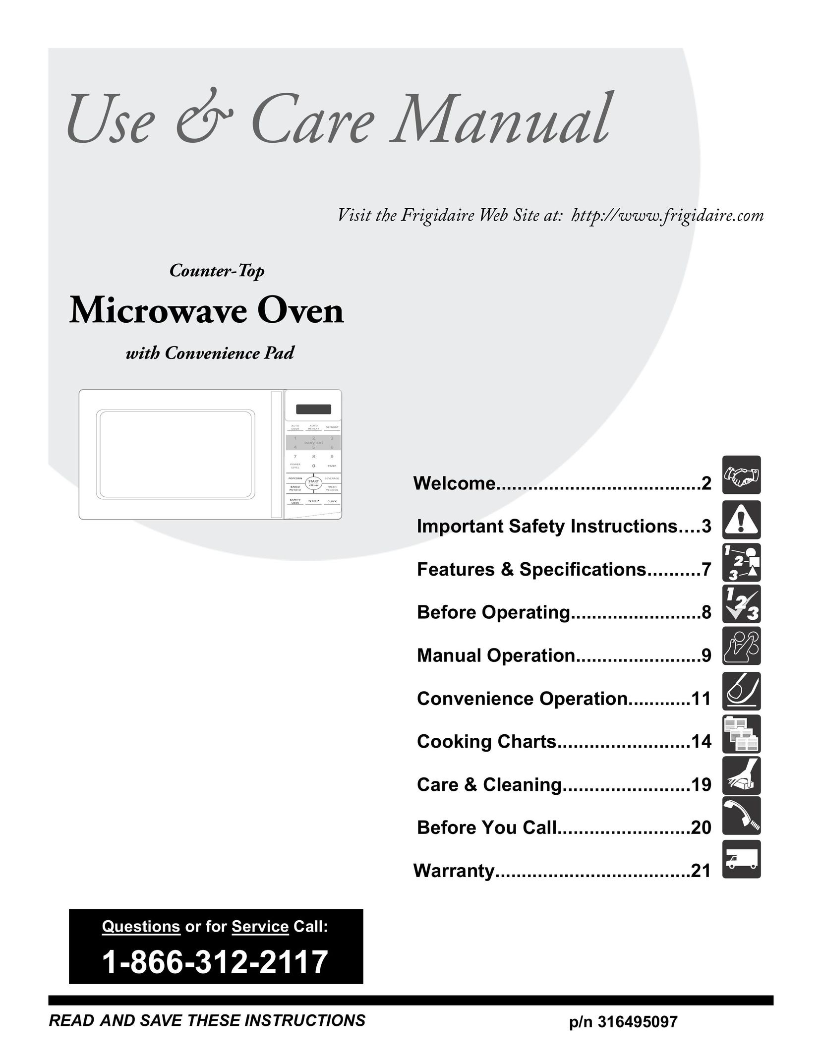 Frigidaire 316495097 Microwave Oven User Manual