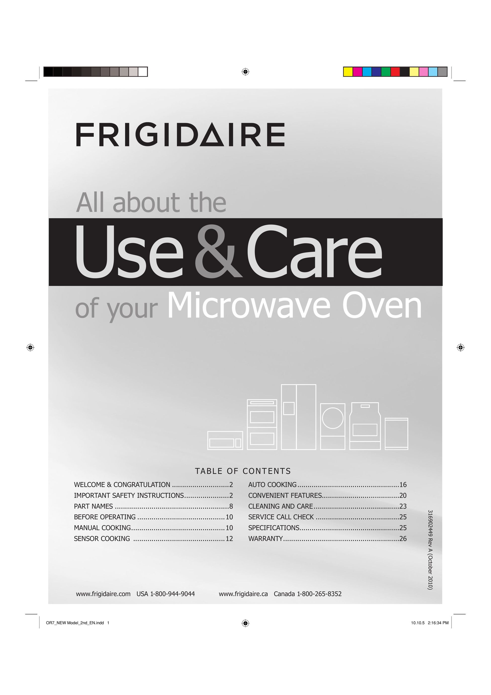 Frigidaire 316902449 Microwave Oven User Manual