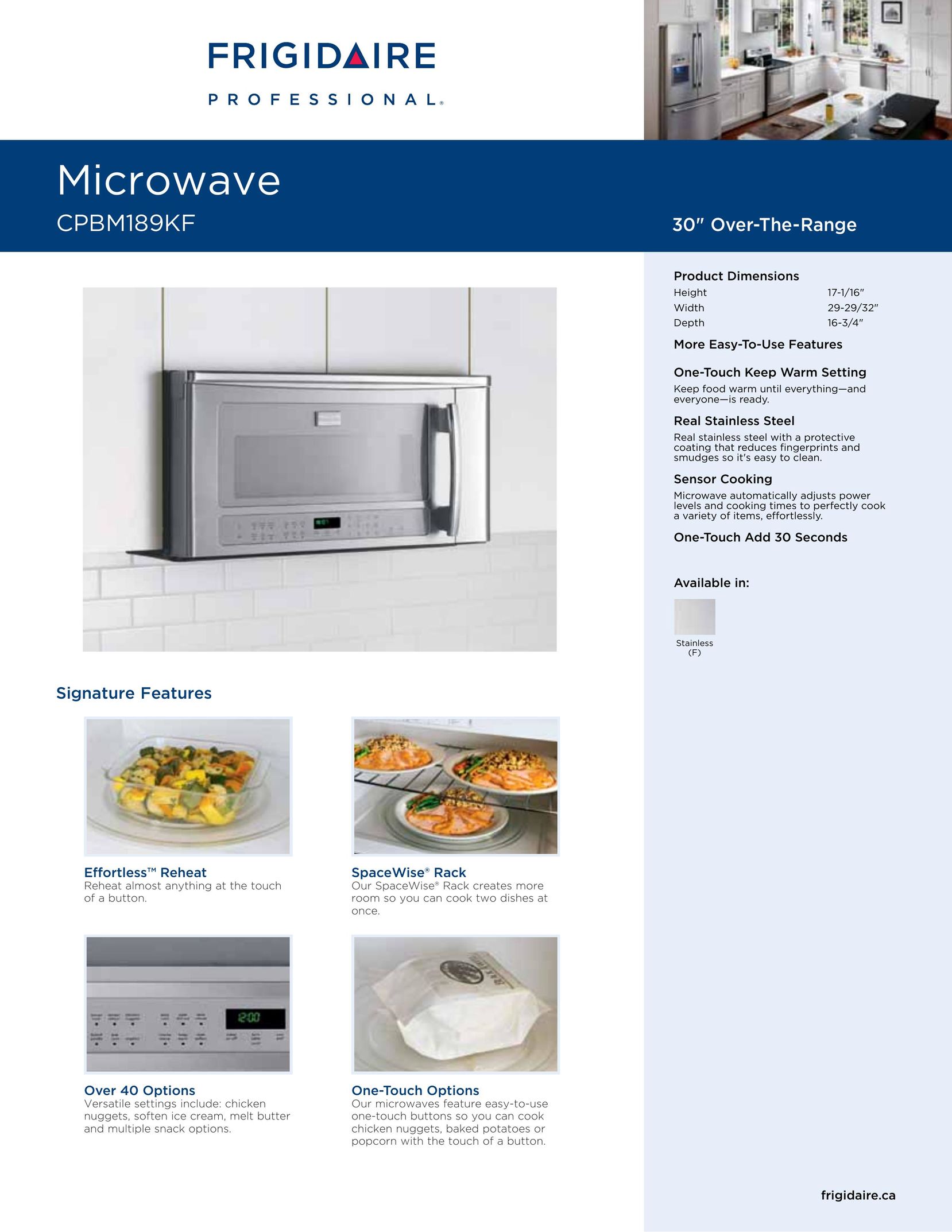 Frigidaire CPBM189KF Microwave Oven User Manual