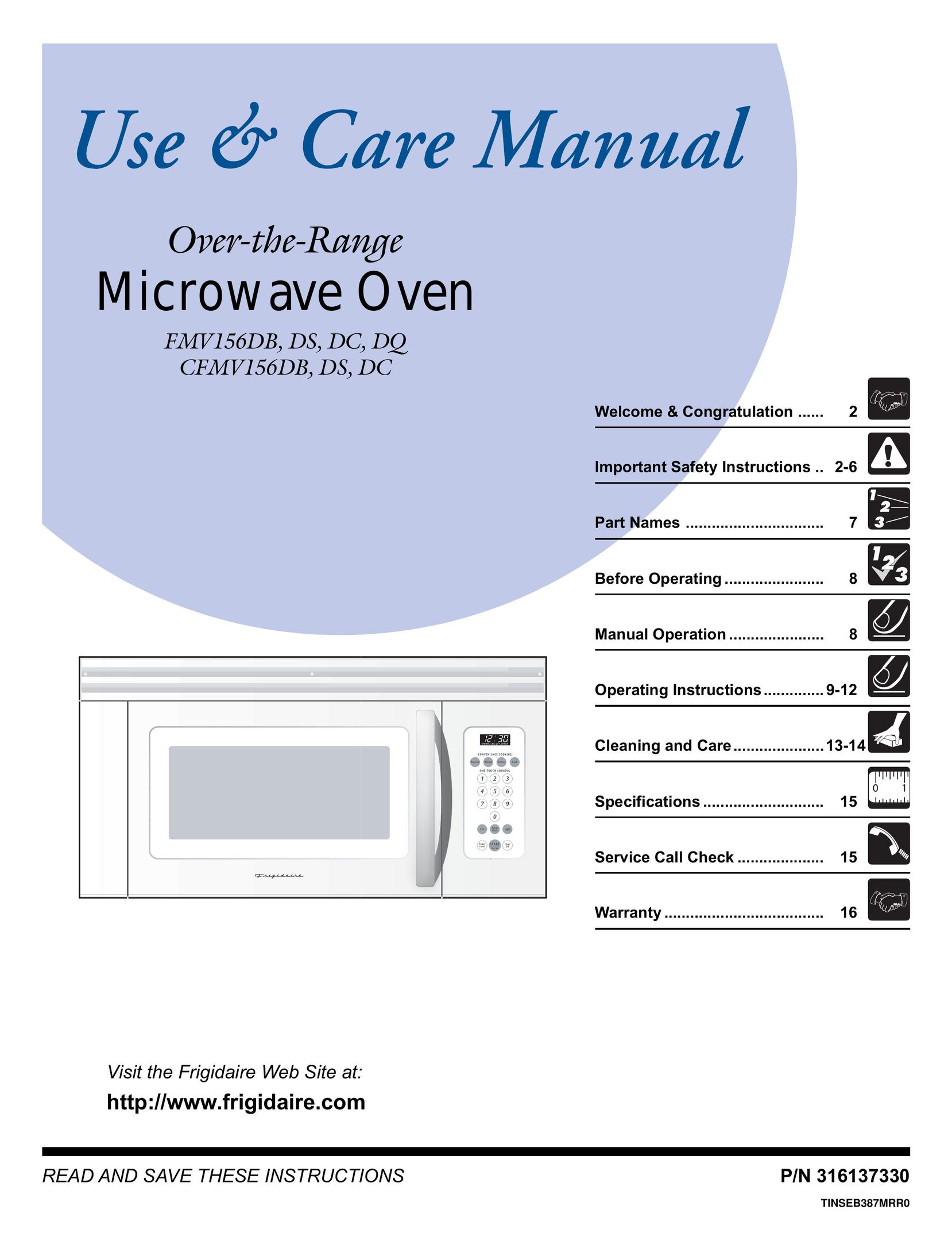 Frigidaire DQ Microwave Oven User Manual