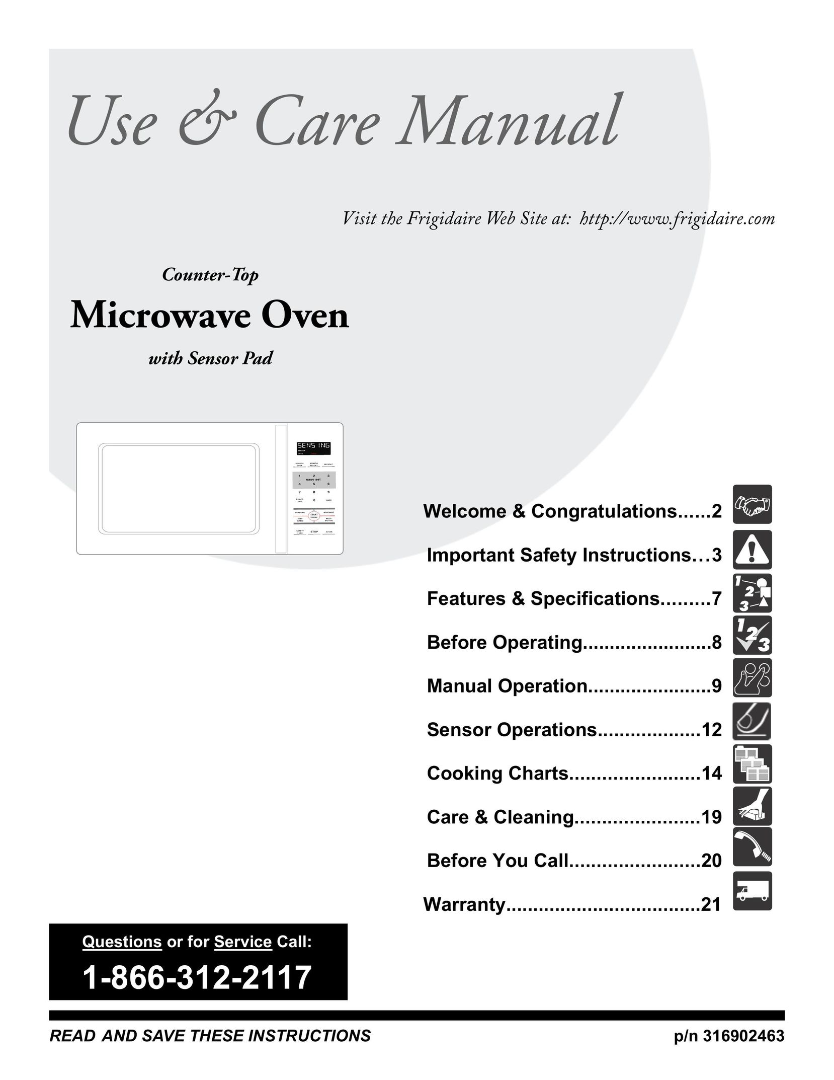 Frigidaire FFCE1638LB Microwave Oven User Manual