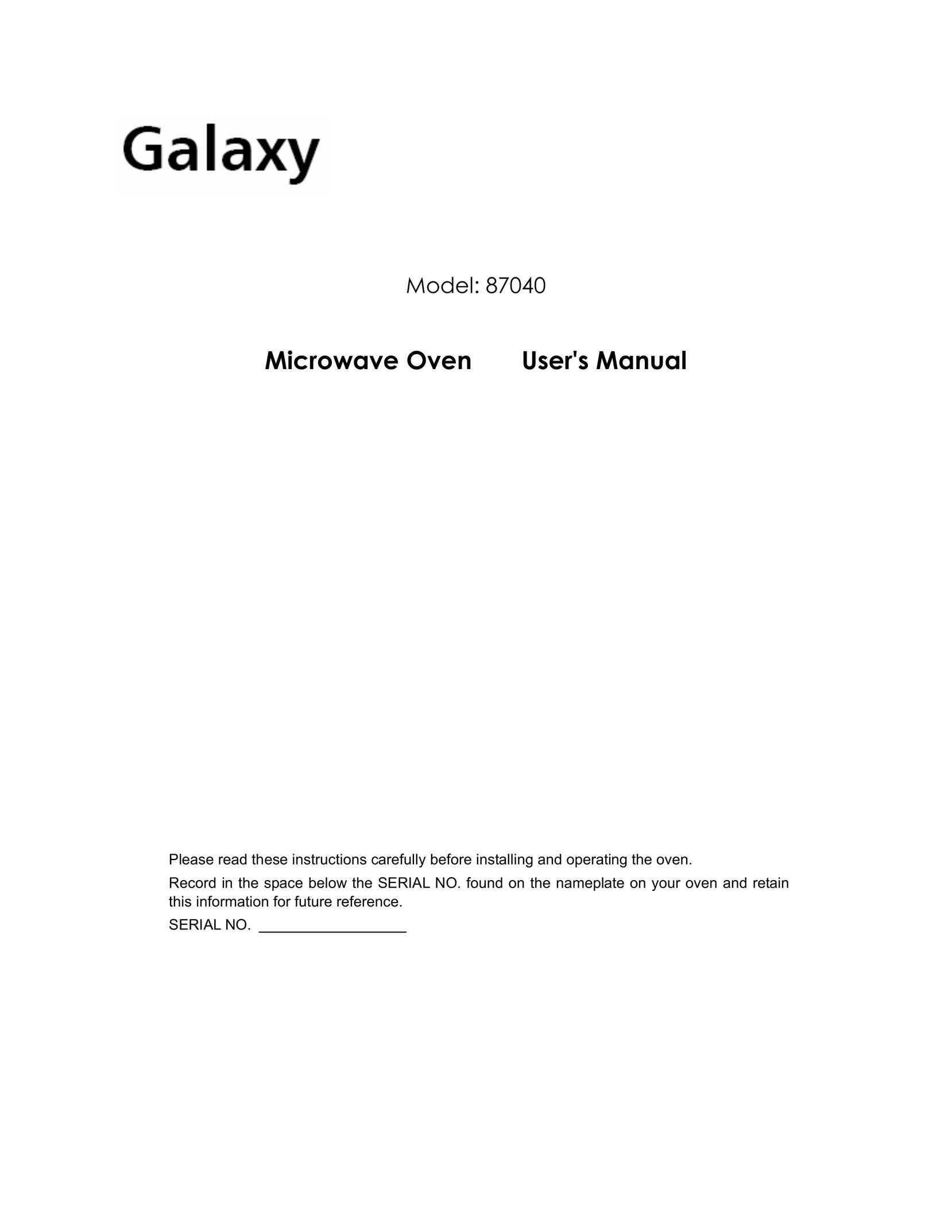 Galaxy Metal Gear 87040 Microwave Oven User Manual