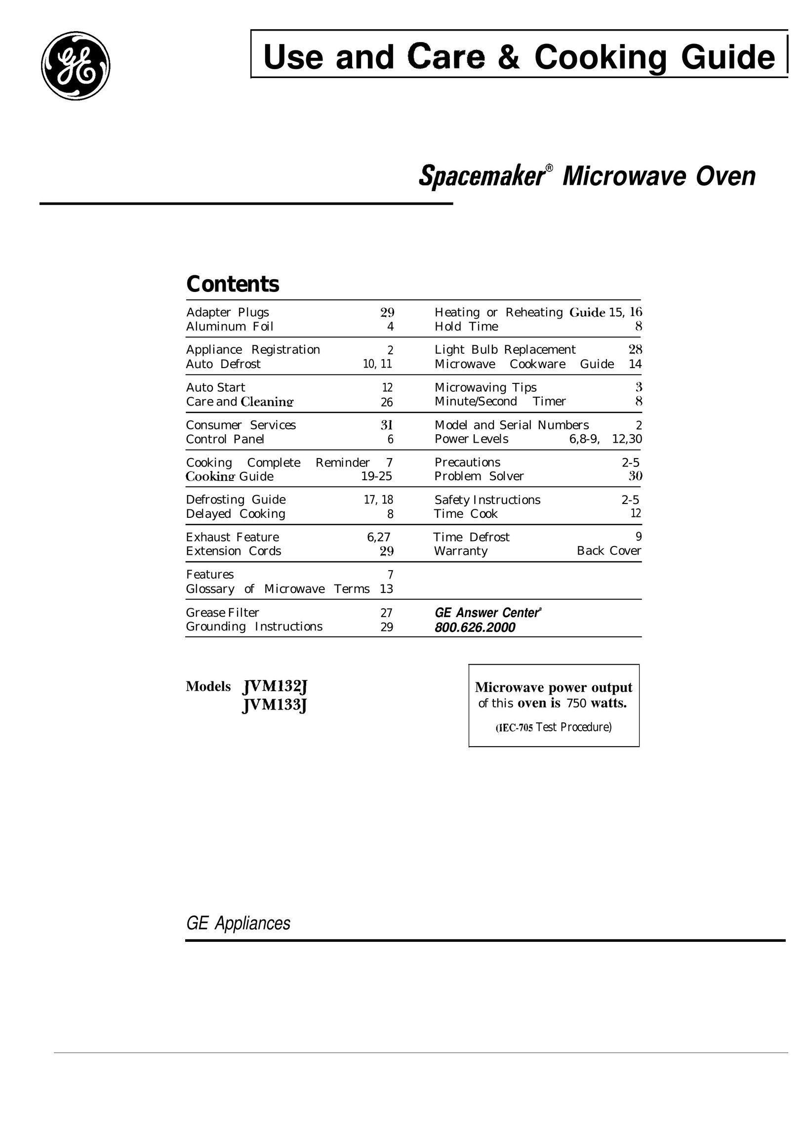 GE 164 D2588P063 Microwave Oven User Manual