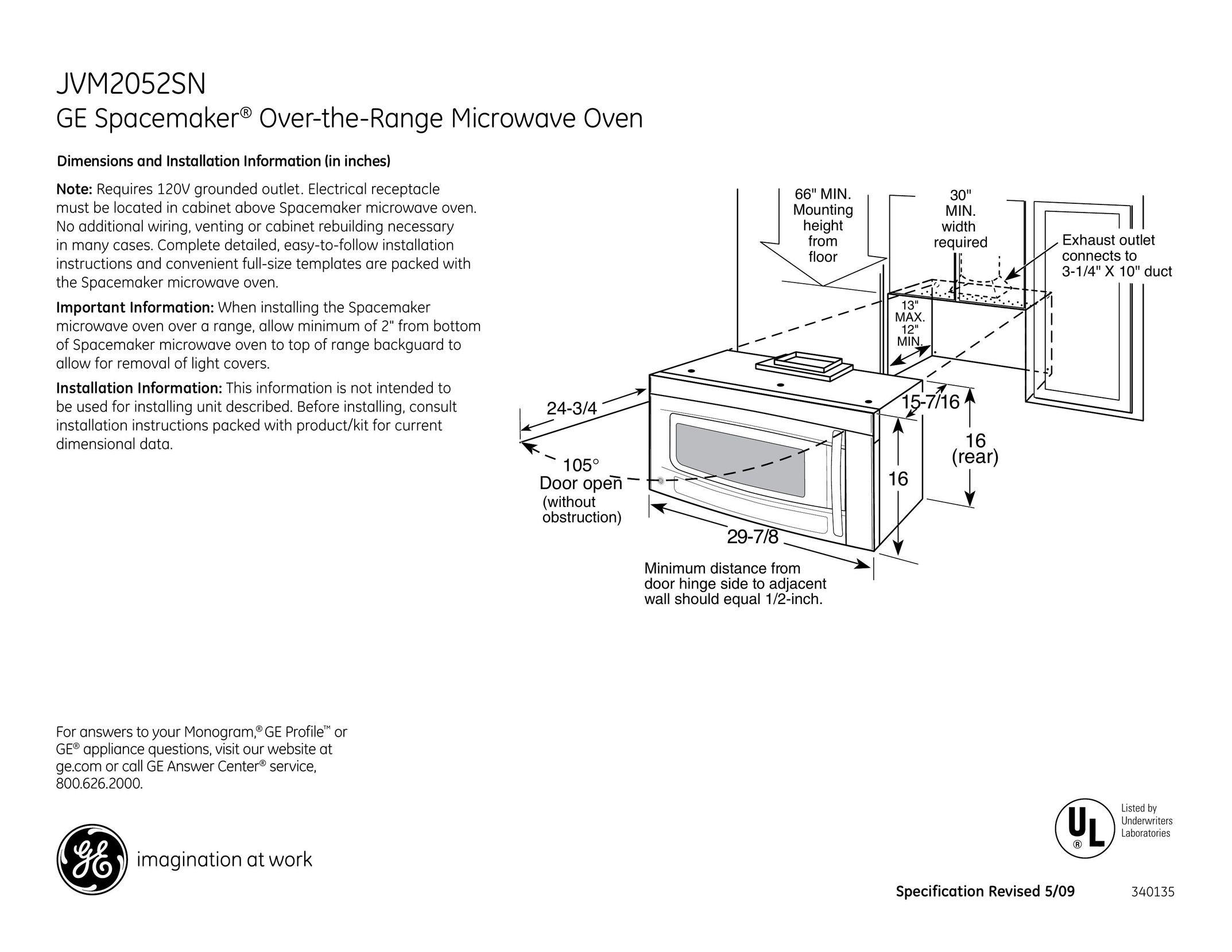 GE 340135 Microwave Oven User Manual