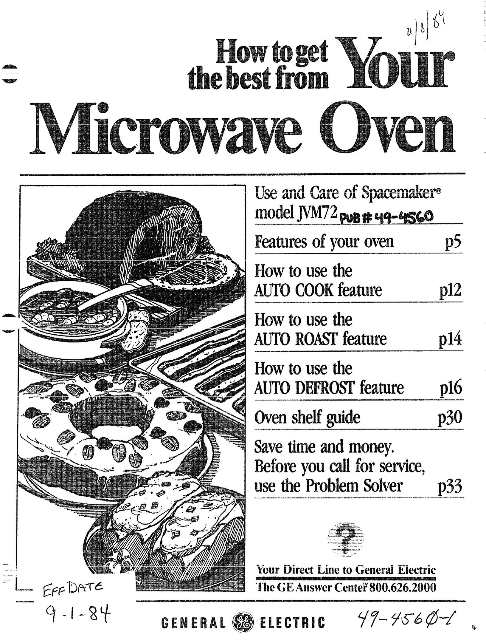 GE 49-4560-1 Microwave Oven User Manual