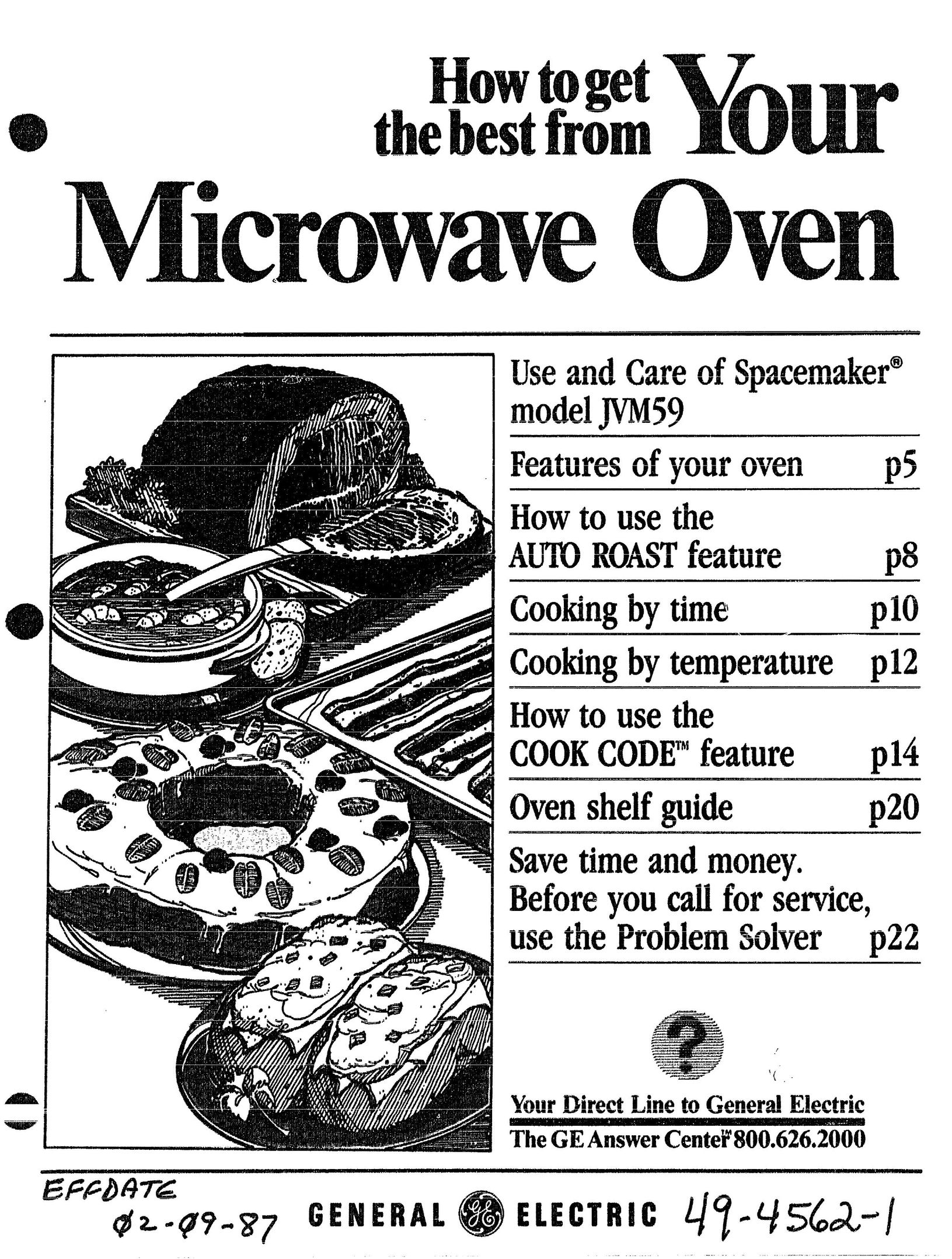 GE 862A725P80 Microwave Oven User Manual