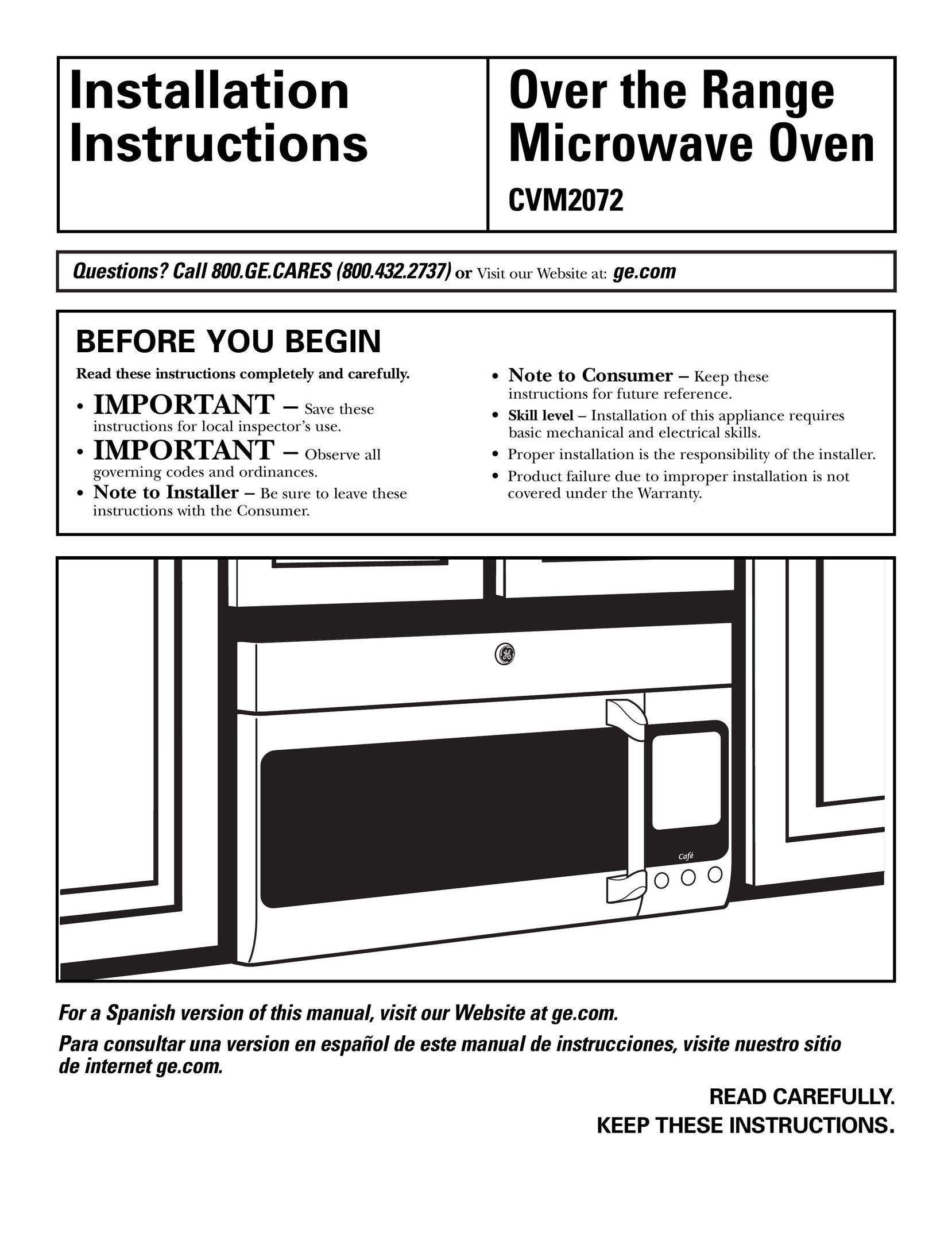 GE CVM2072 Microwave Oven User Manual