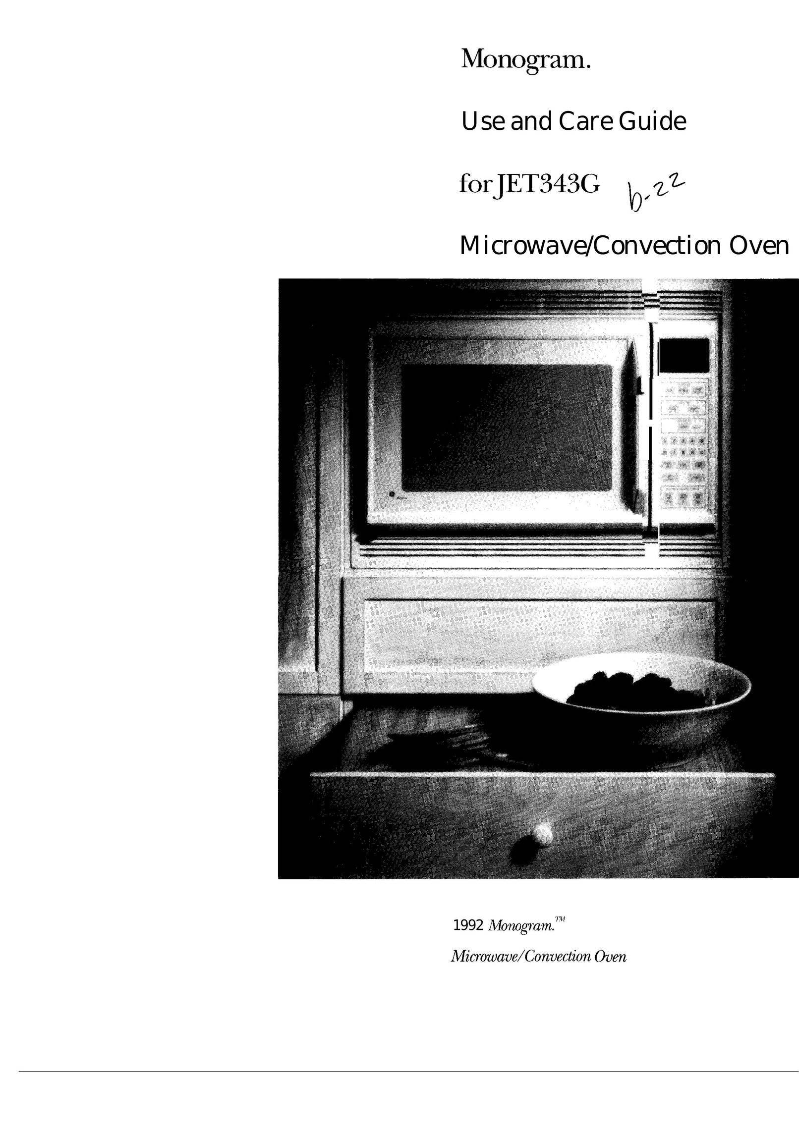 GE Monogram JET343G Microwave Oven User Manual
