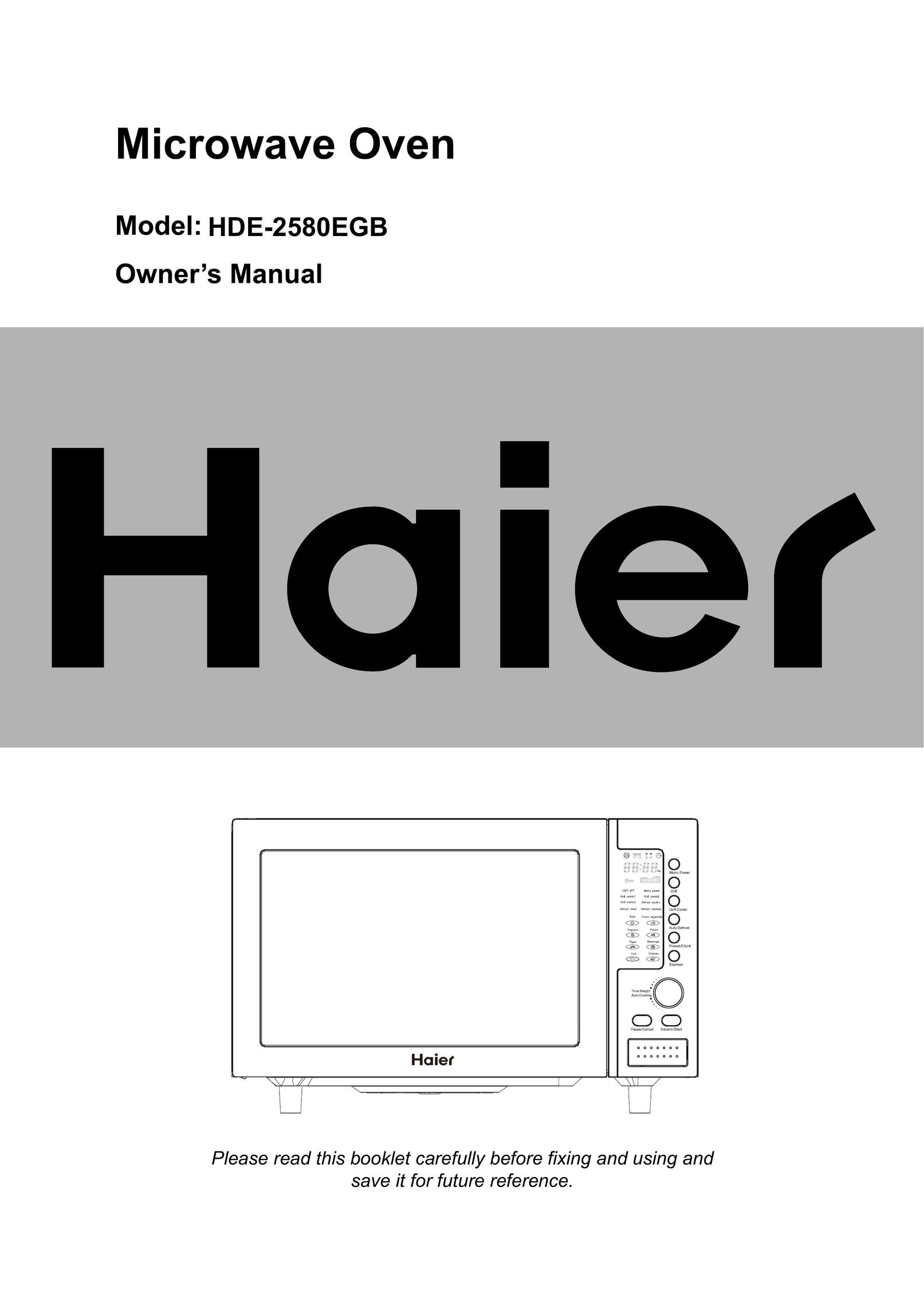 Haier HDE-2580EGB Microwave Oven User Manual