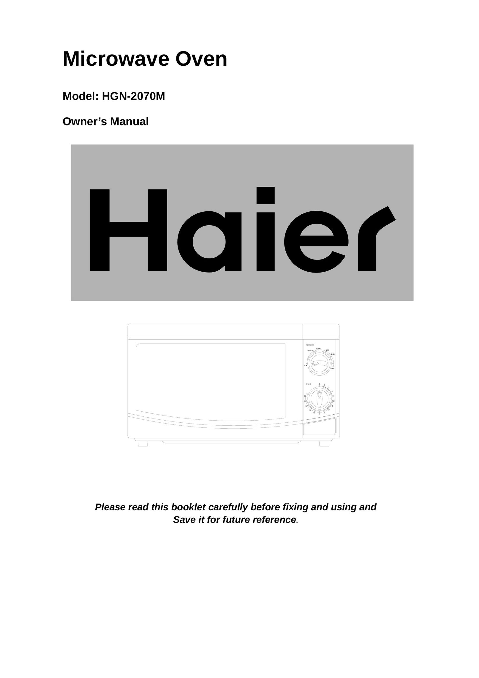 Haier HGN-2070M Microwave Oven User Manual