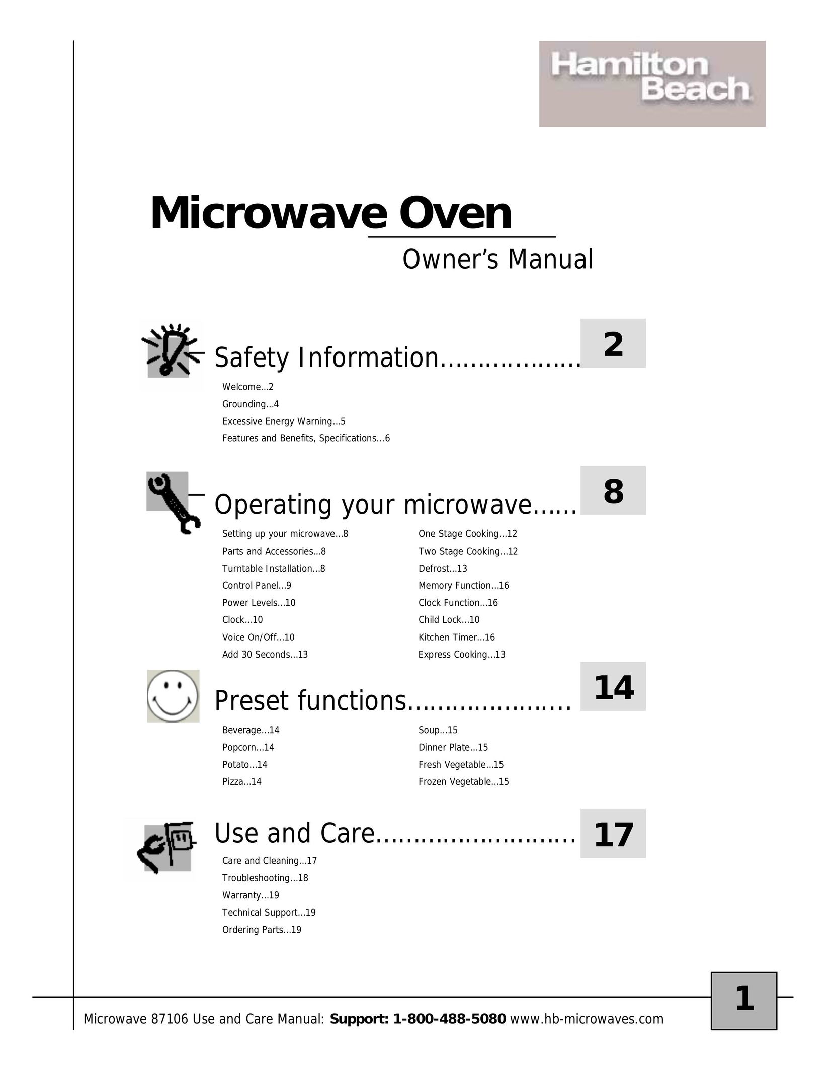 Hamilton Beach 87106 Microwave Oven User Manual