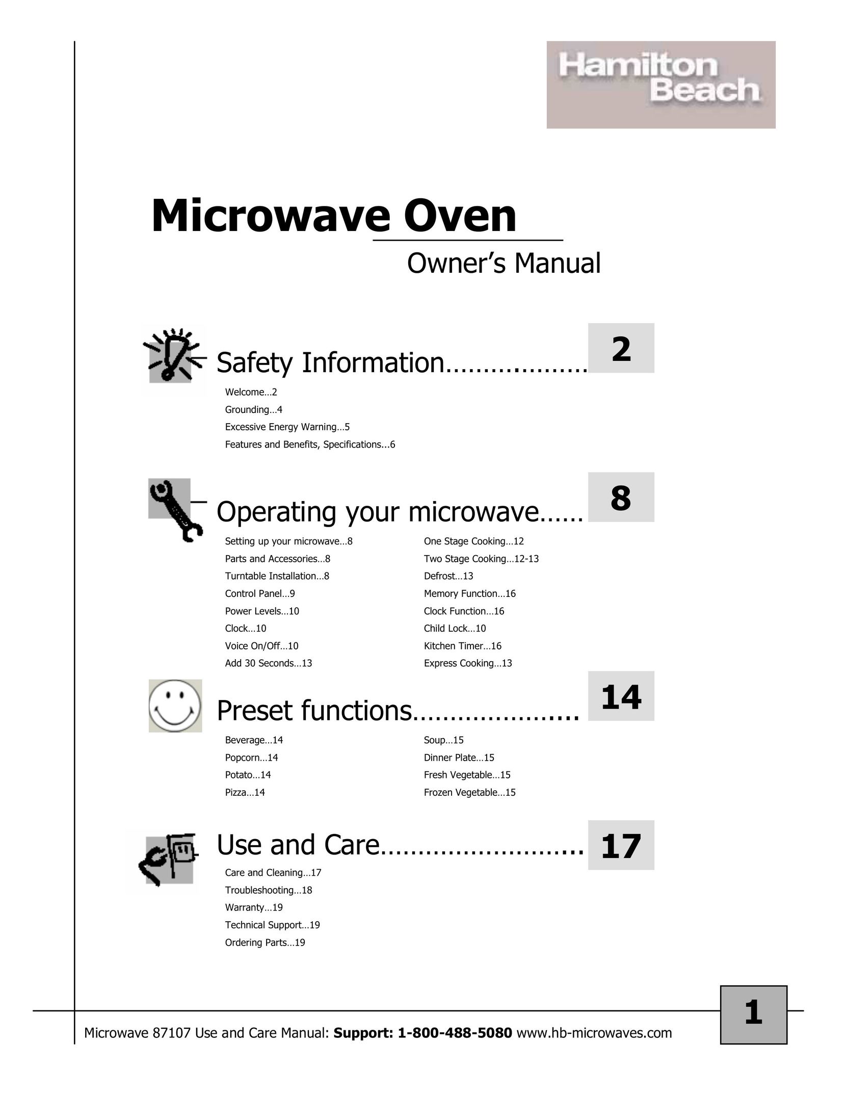 Hamilton Beach 87107 Microwave Oven User Manual