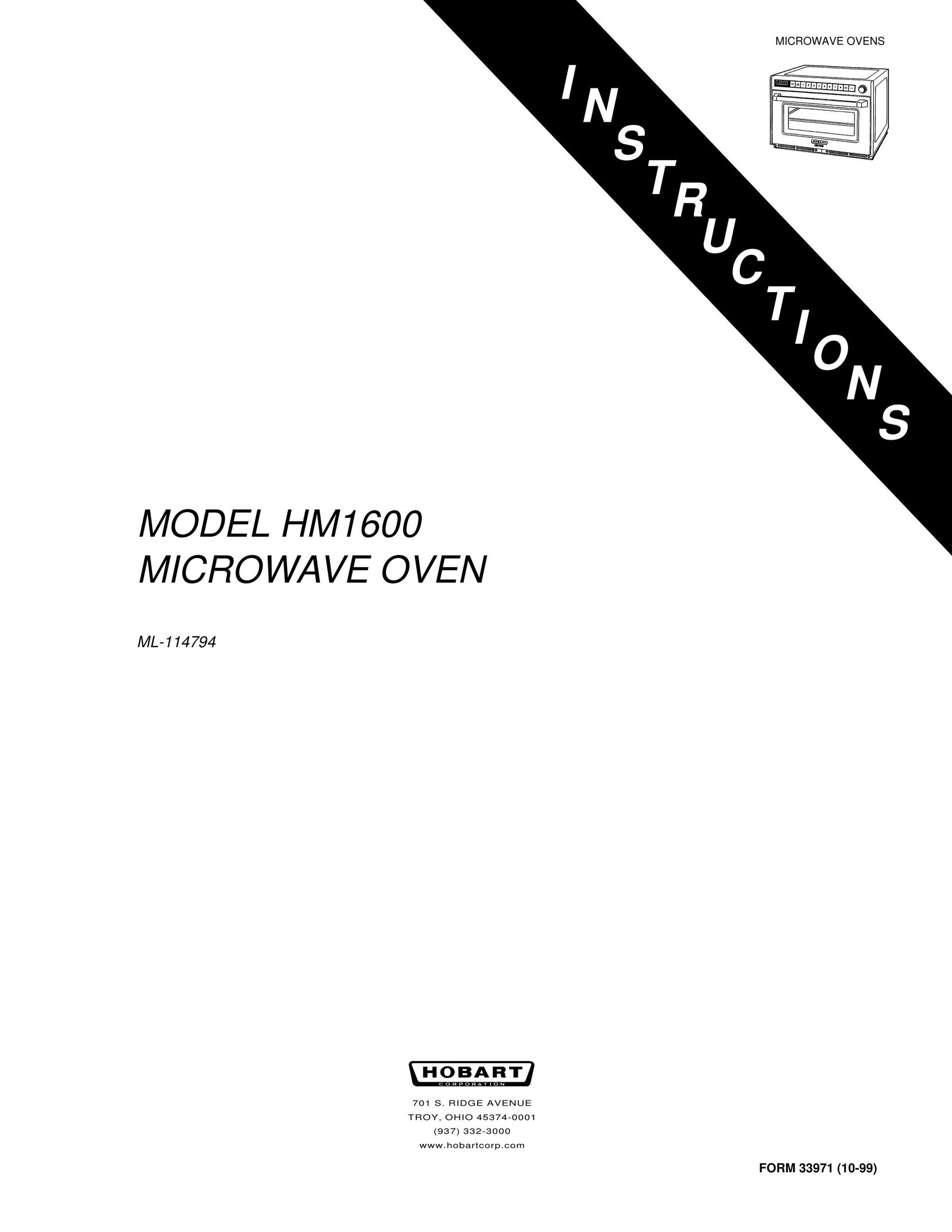 Hobart HM1600 Microwave Oven User Manual