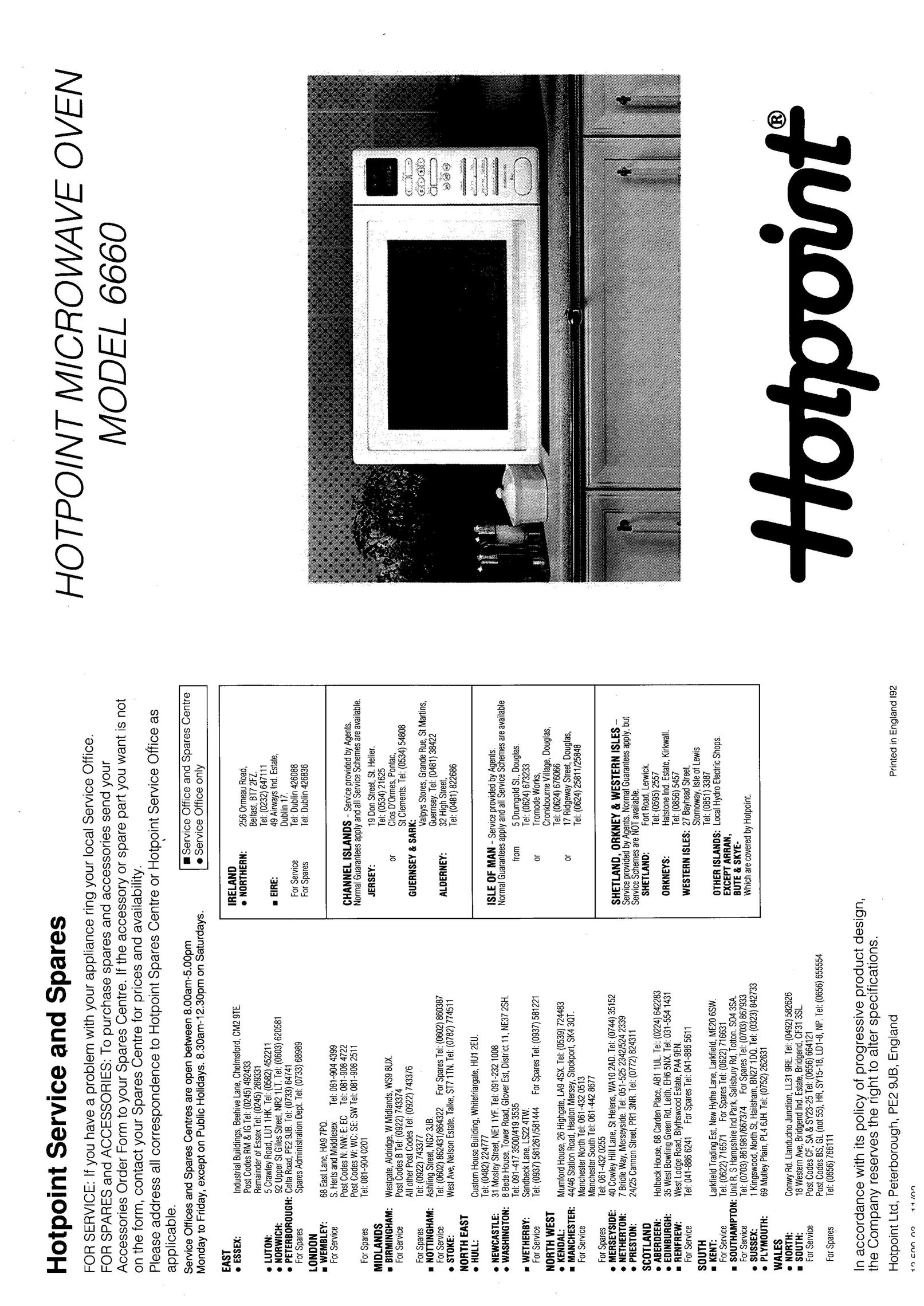 Hotpoint 6660 Microwave Oven User Manual