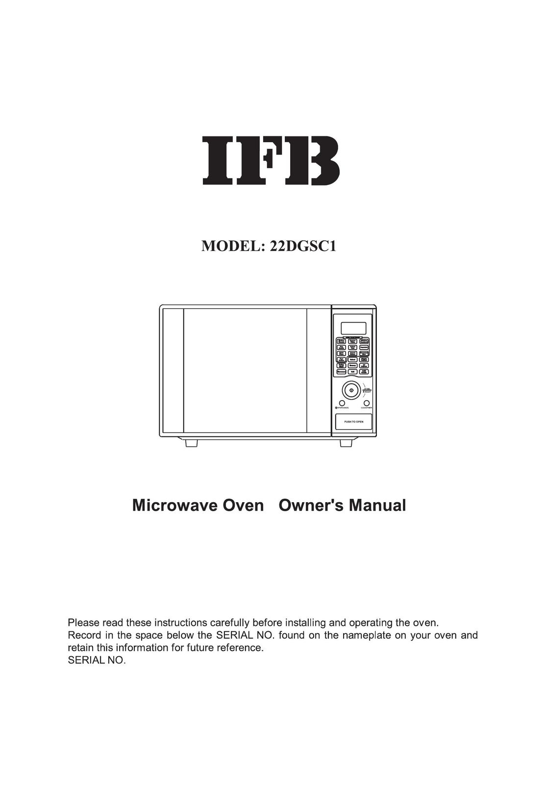 IFB Appliances 22DGSC1 Microwave Oven User Manual
