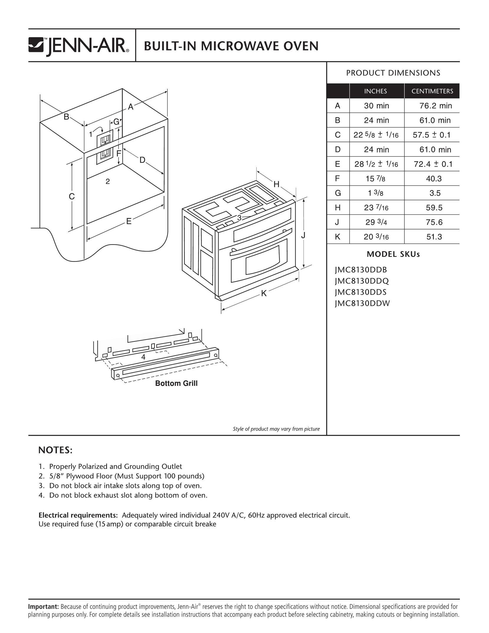 Jenn-Air JMC8130DDW Microwave Oven User Manual