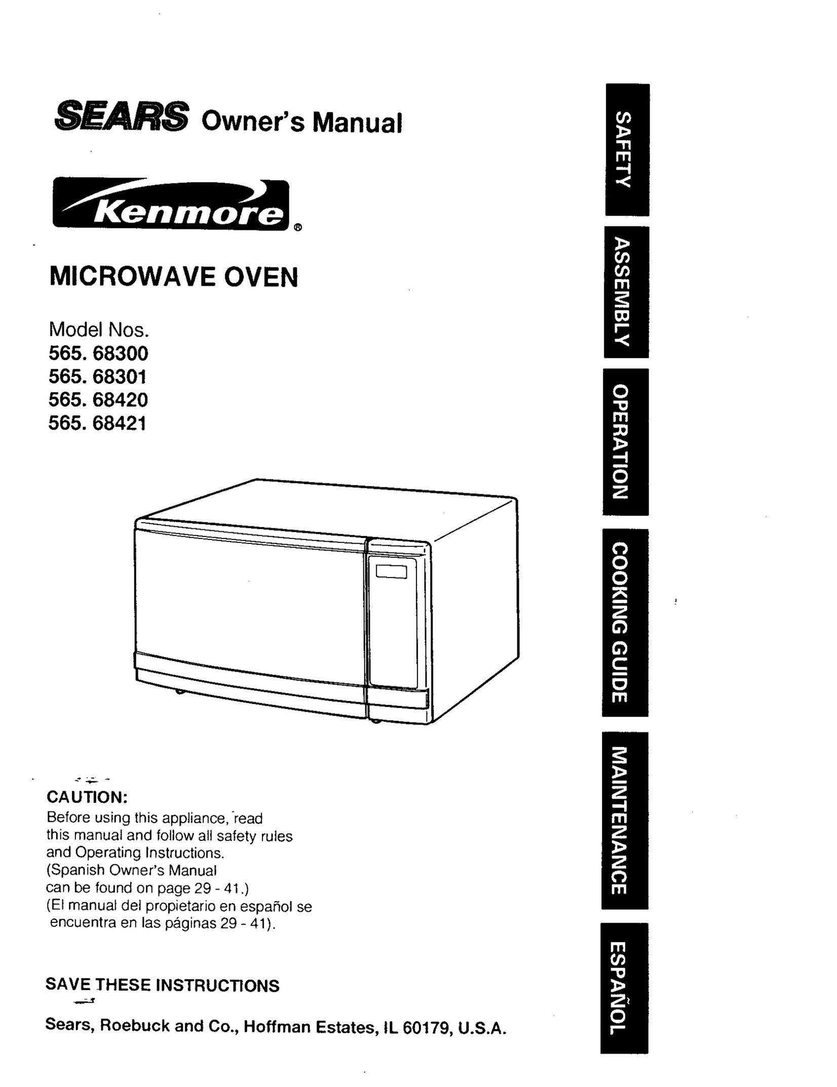 Kenmore 565.68300 Microwave Oven User Manual