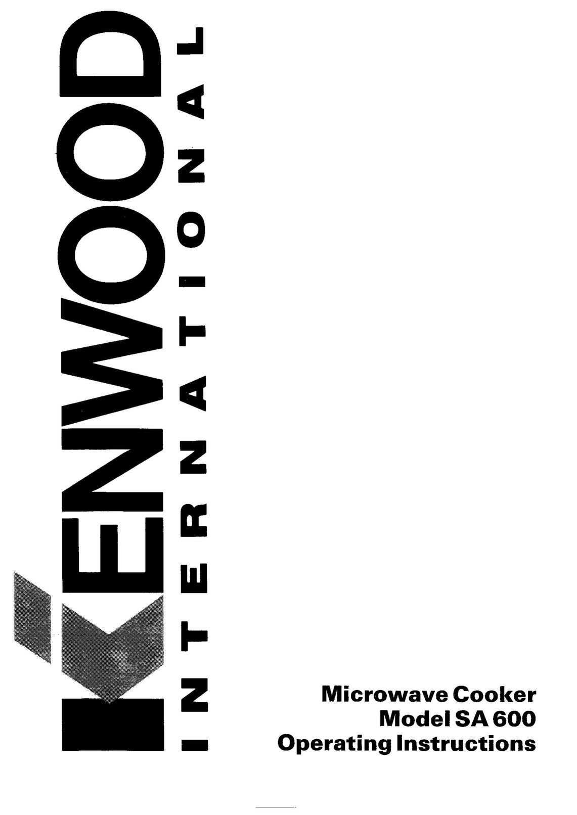 Kenwood SA 600 Microwave Oven User Manual