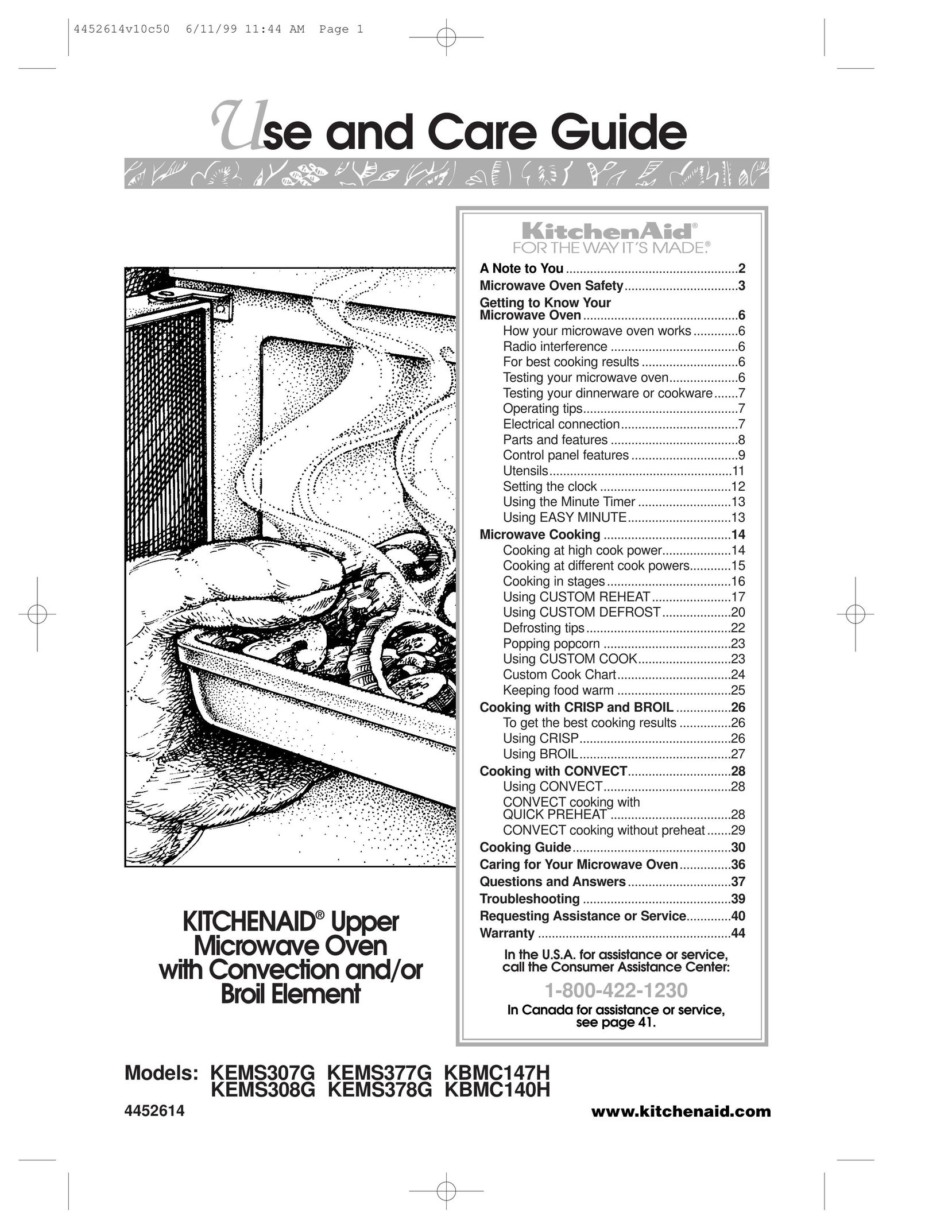 KitchenAid KBMC147H Microwave Oven User Manual