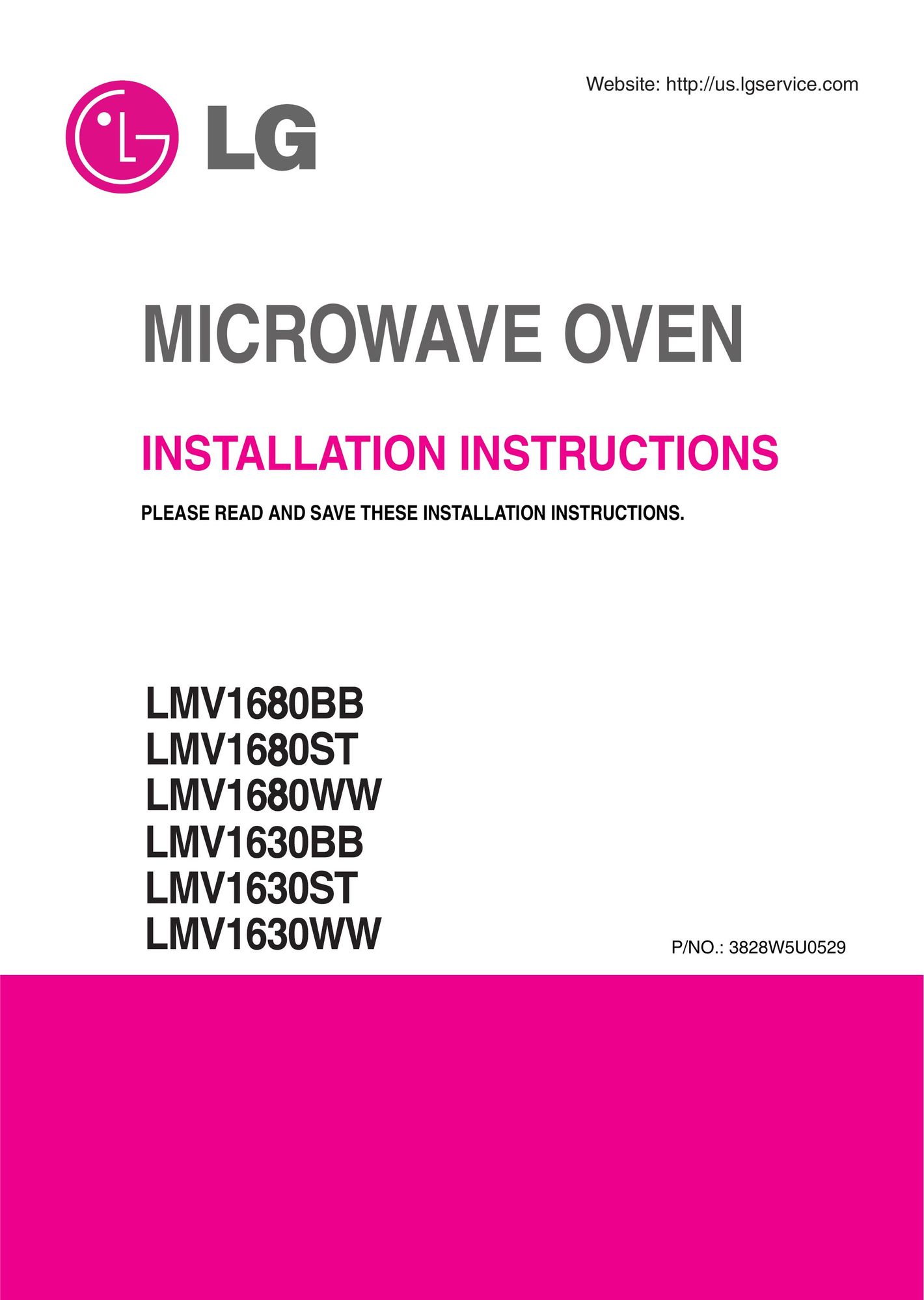 LG Electronics 3828W5U0529 Microwave Oven User Manual