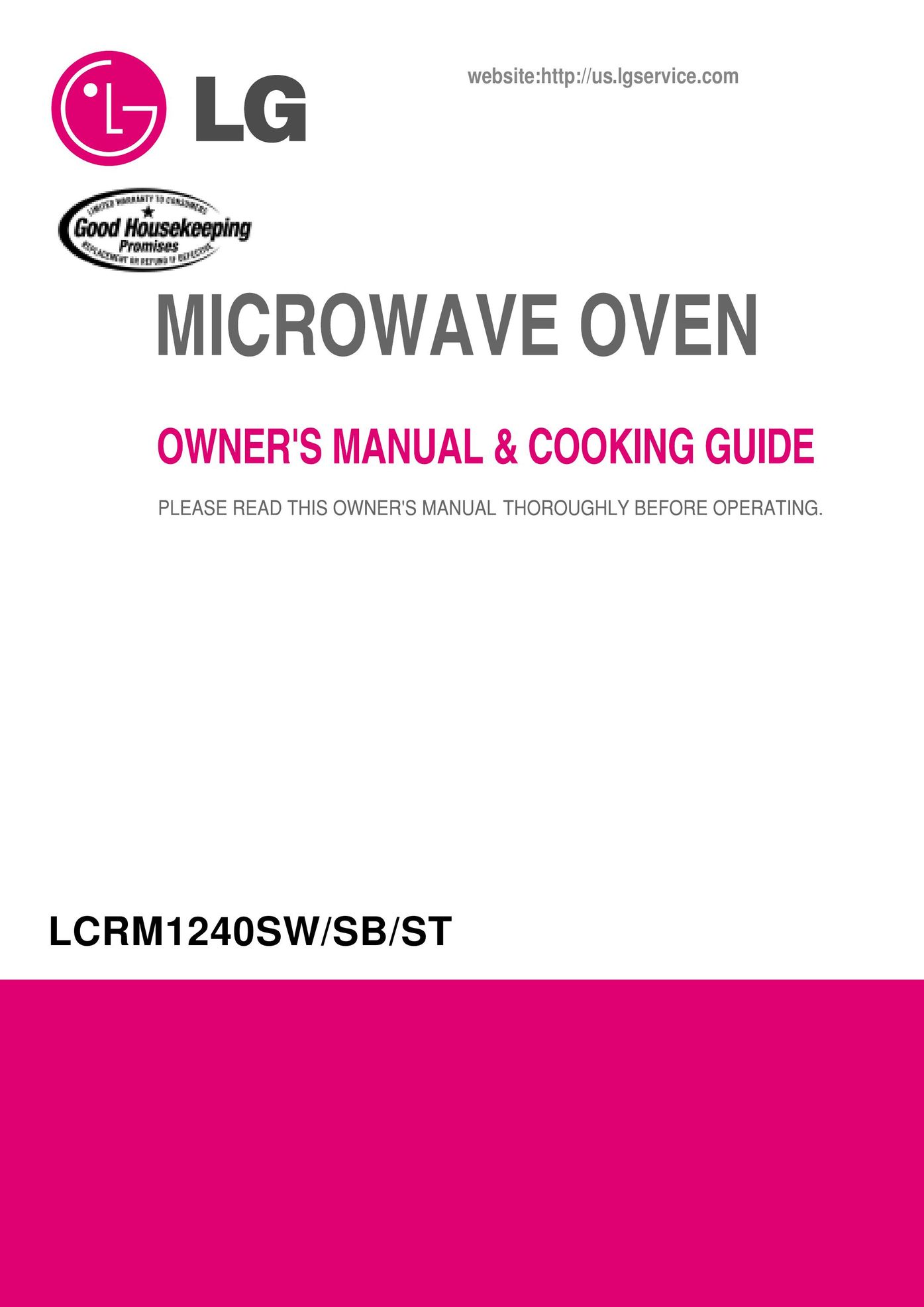 LG Electronics LCRM1240SW Microwave Oven User Manual