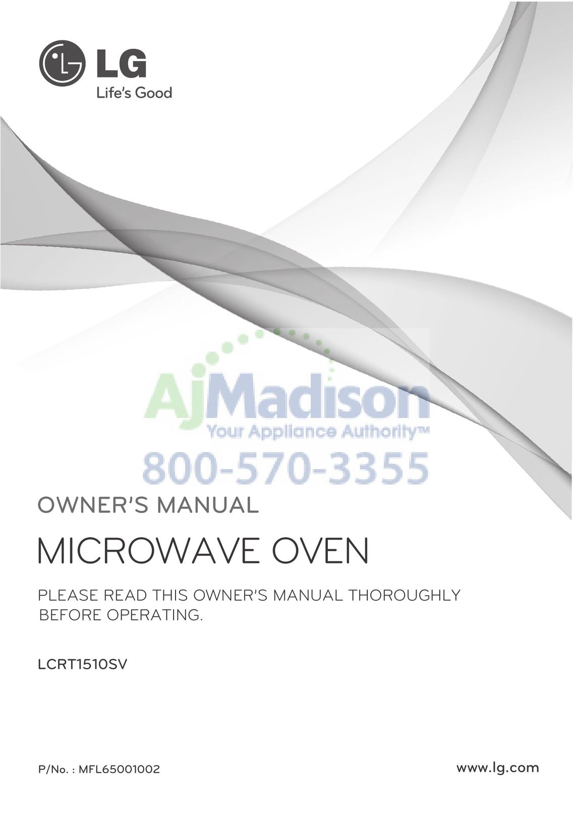 LG Electronics LCRT1510SV Microwave Oven User Manual