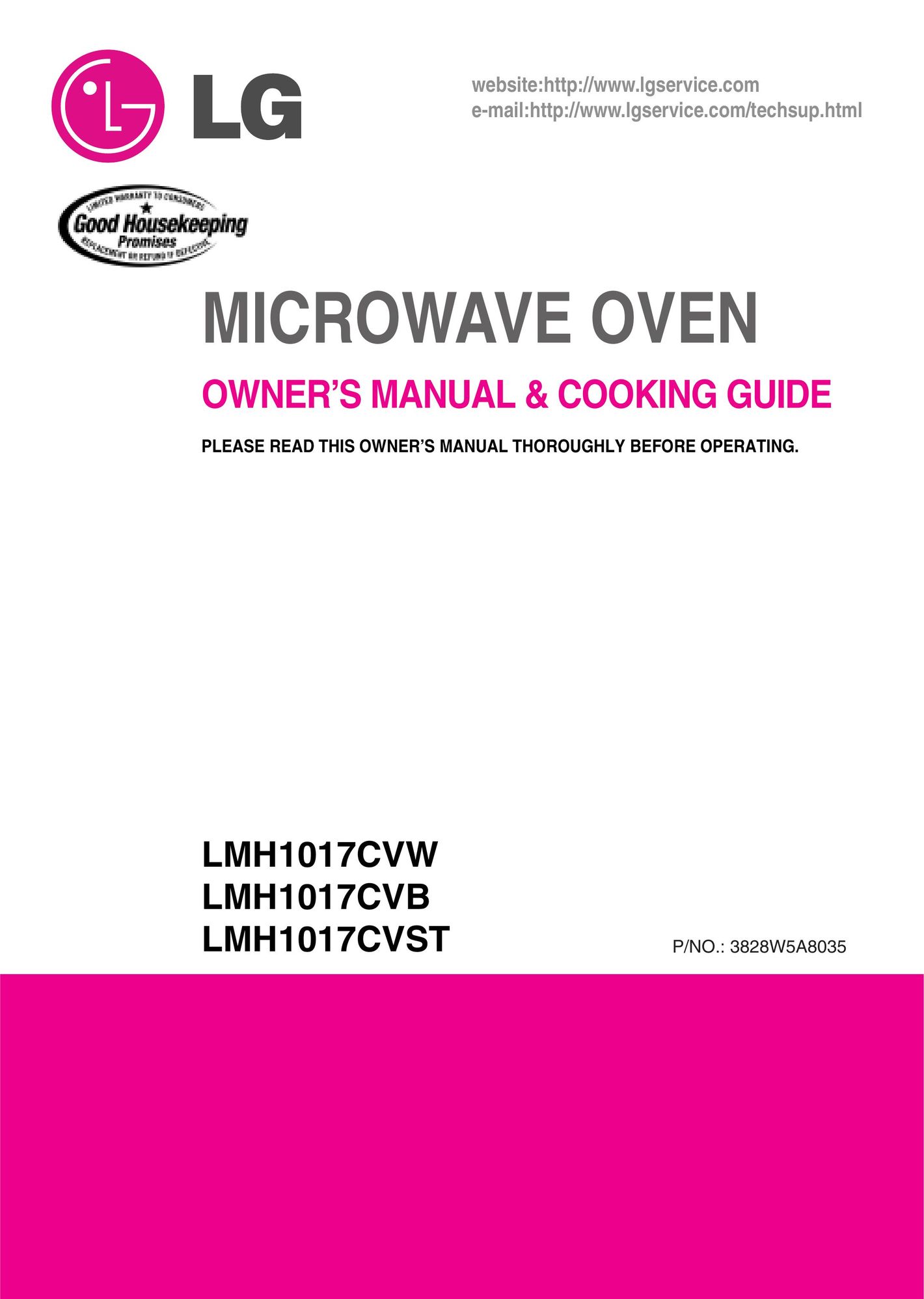 LG Electronics LMH1017CVW Microwave Oven User Manual