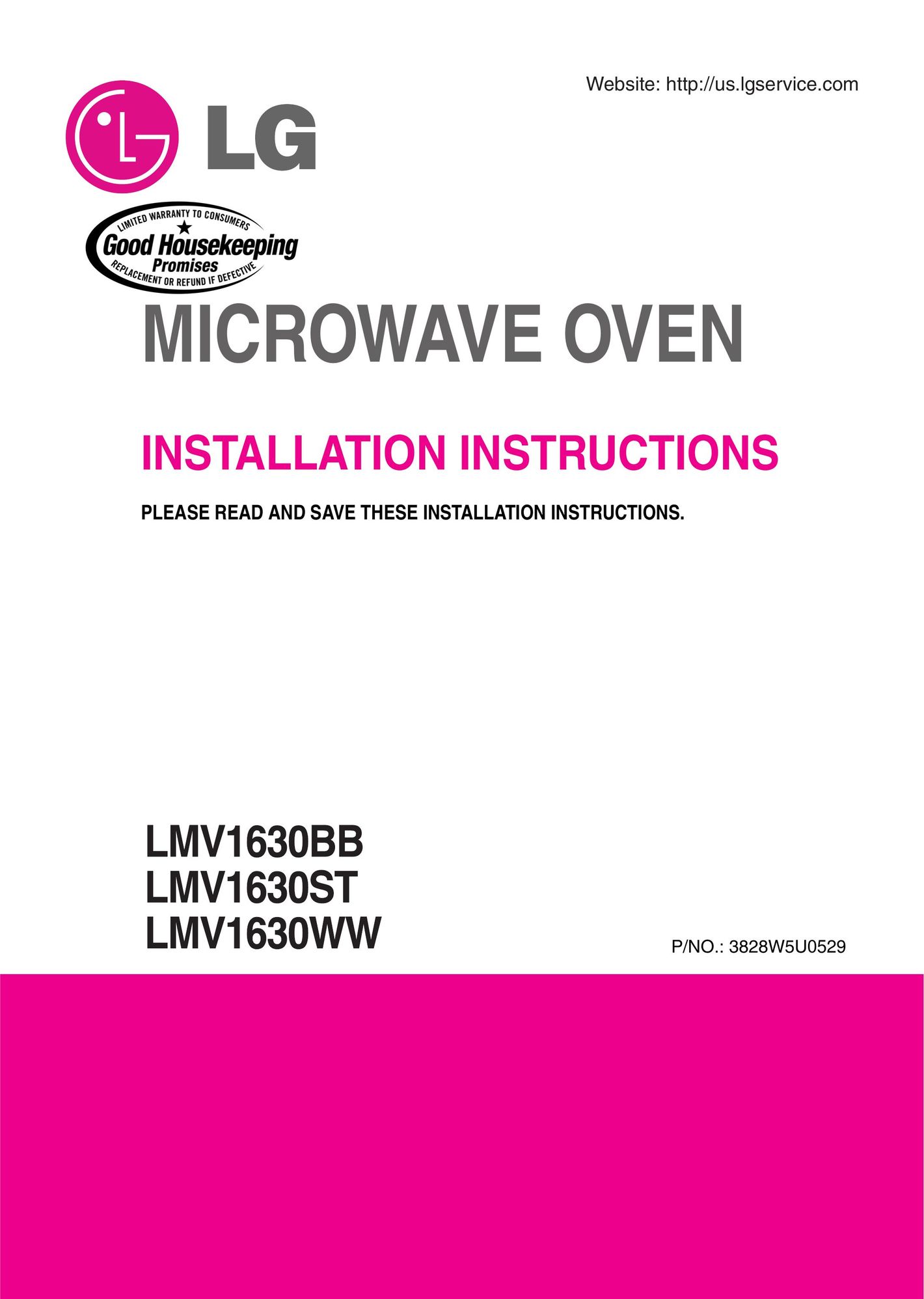 LG Electronics LMV1630BB Microwave Oven User Manual