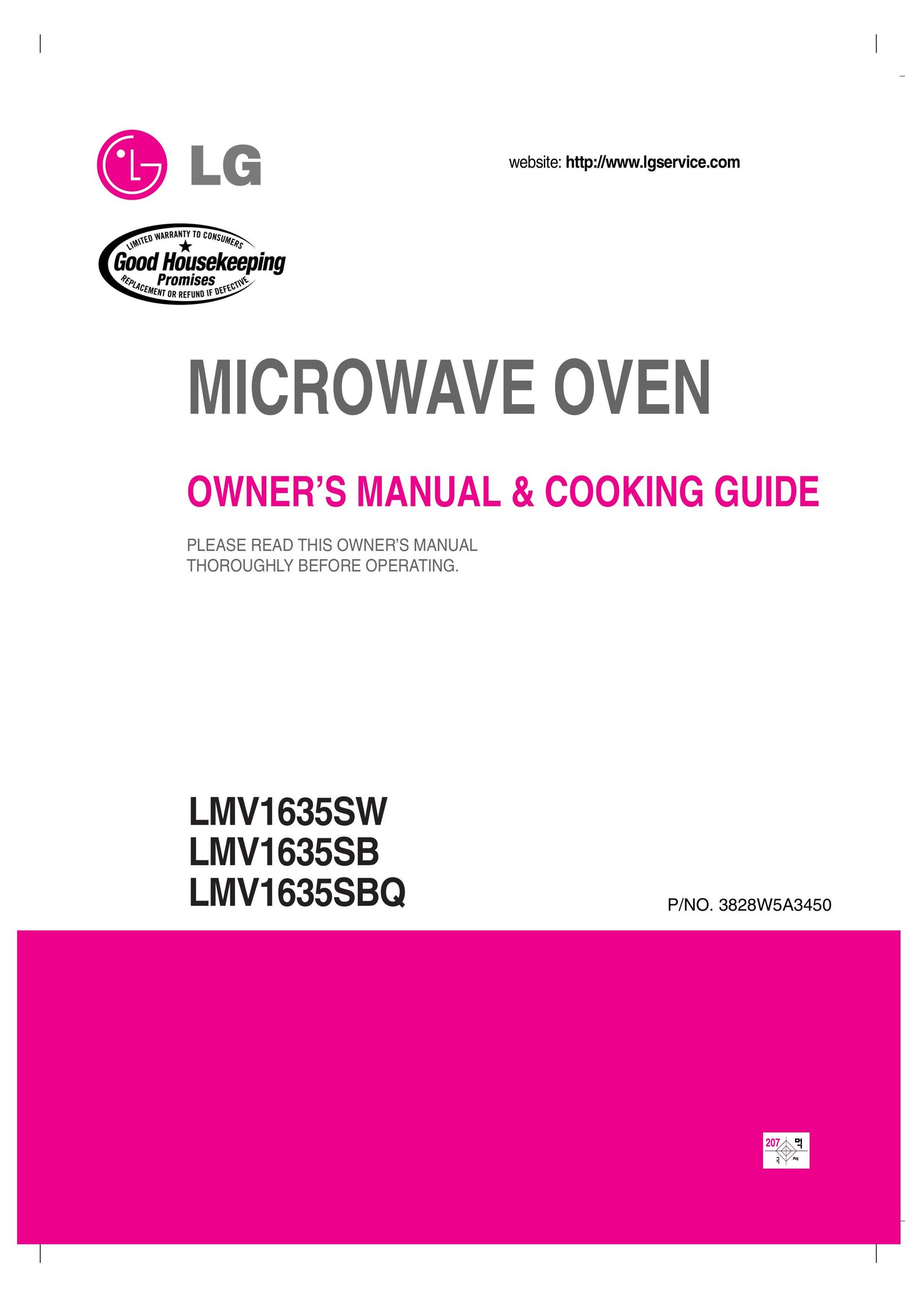 LG Electronics LMV1635SBQ Microwave Oven User Manual