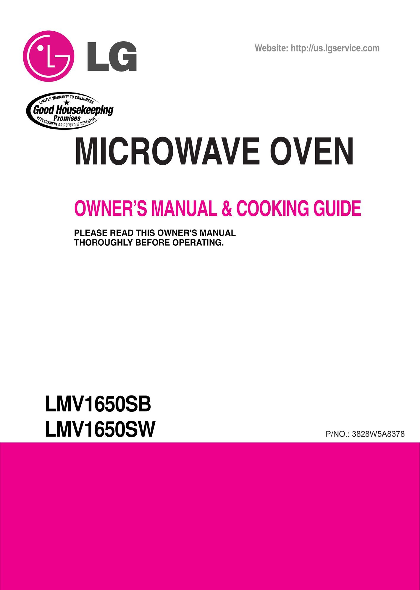 LG Electronics LMV1650SB Microwave Oven User Manual