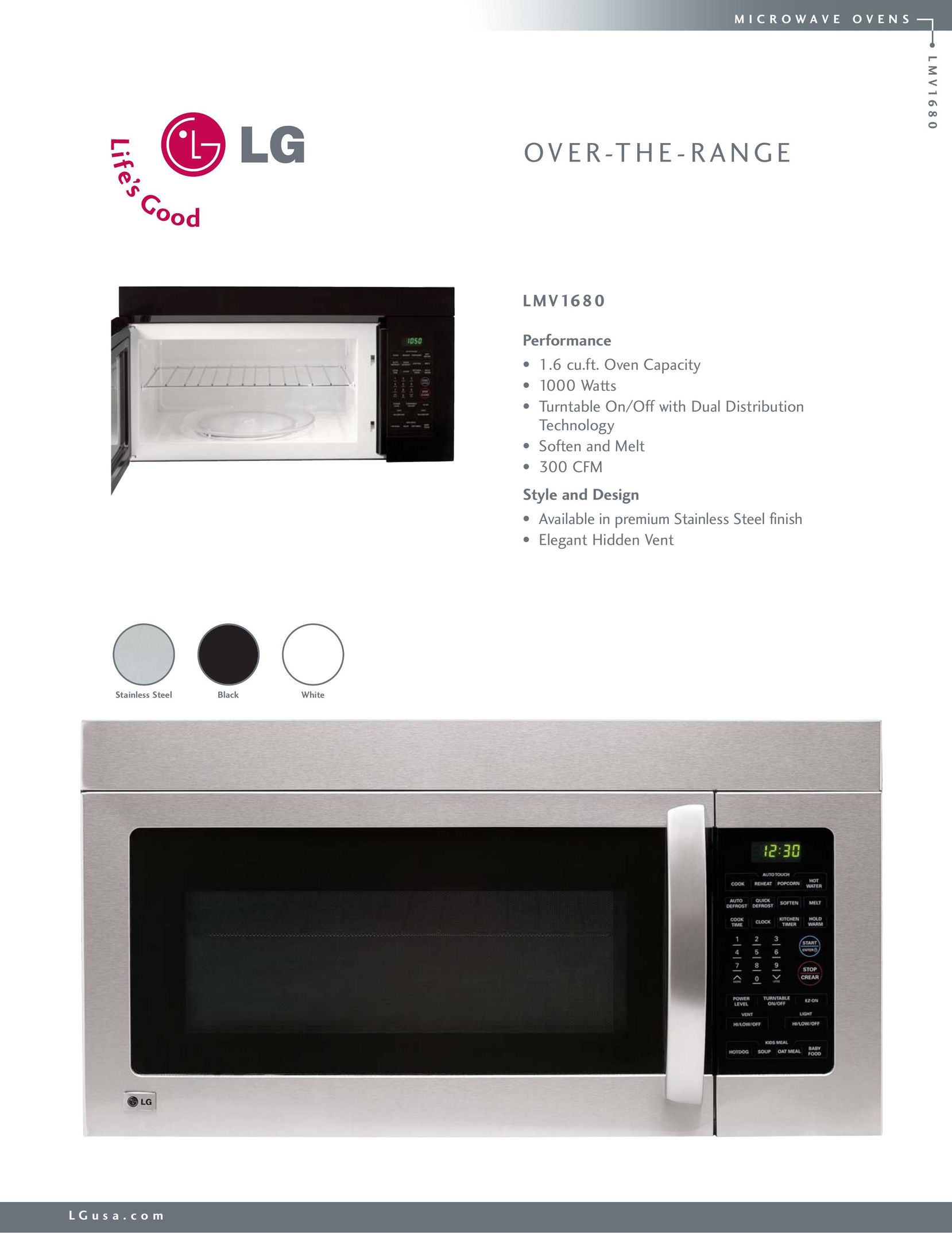 LG Electronics LMV1680 Microwave Oven User Manual