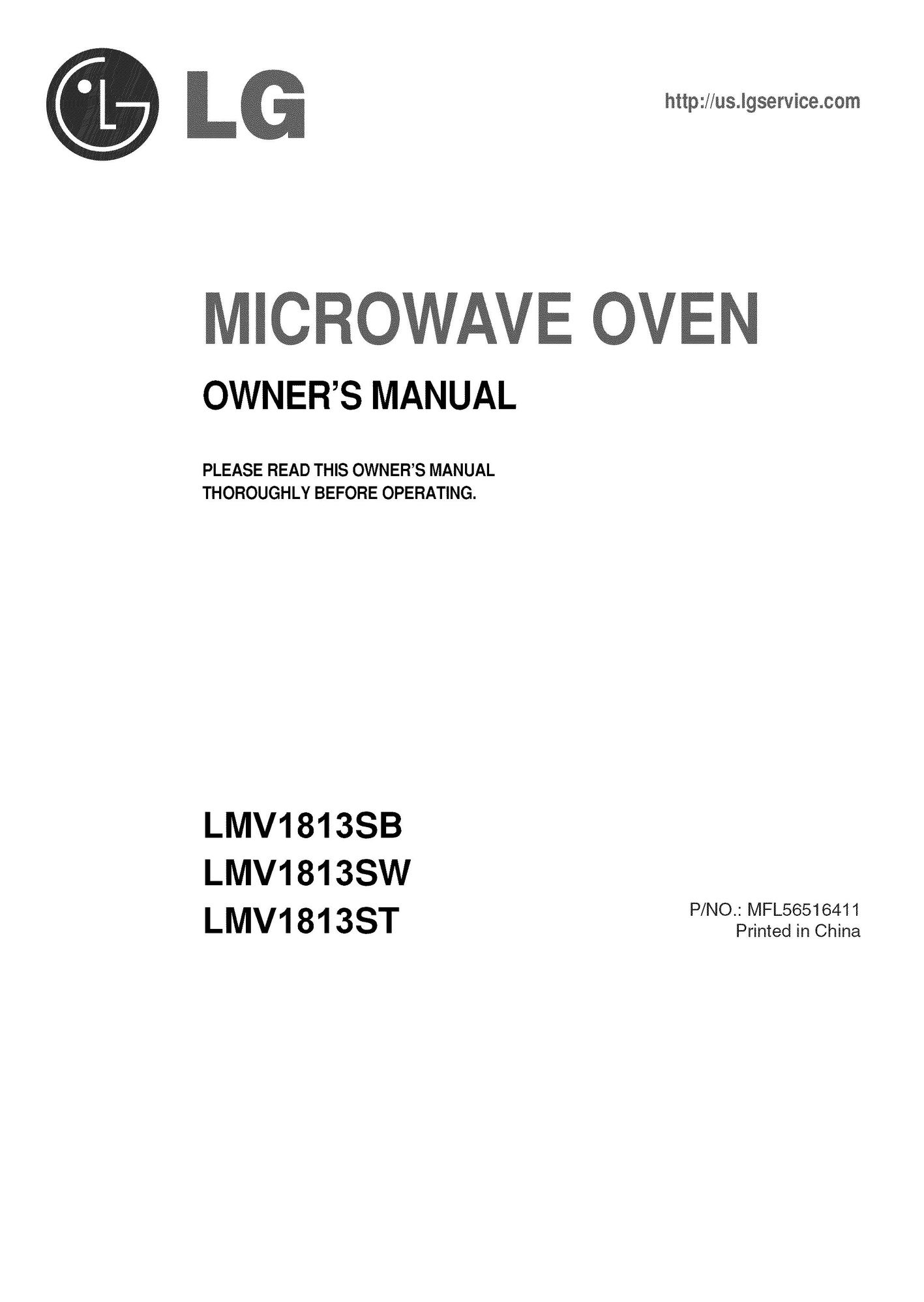 LG Electronics LMV1813SB Microwave Oven User Manual