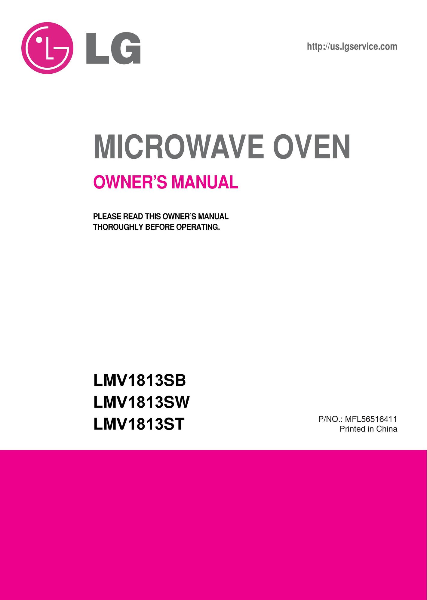 LG Electronics LMV1813SW Microwave Oven User Manual
