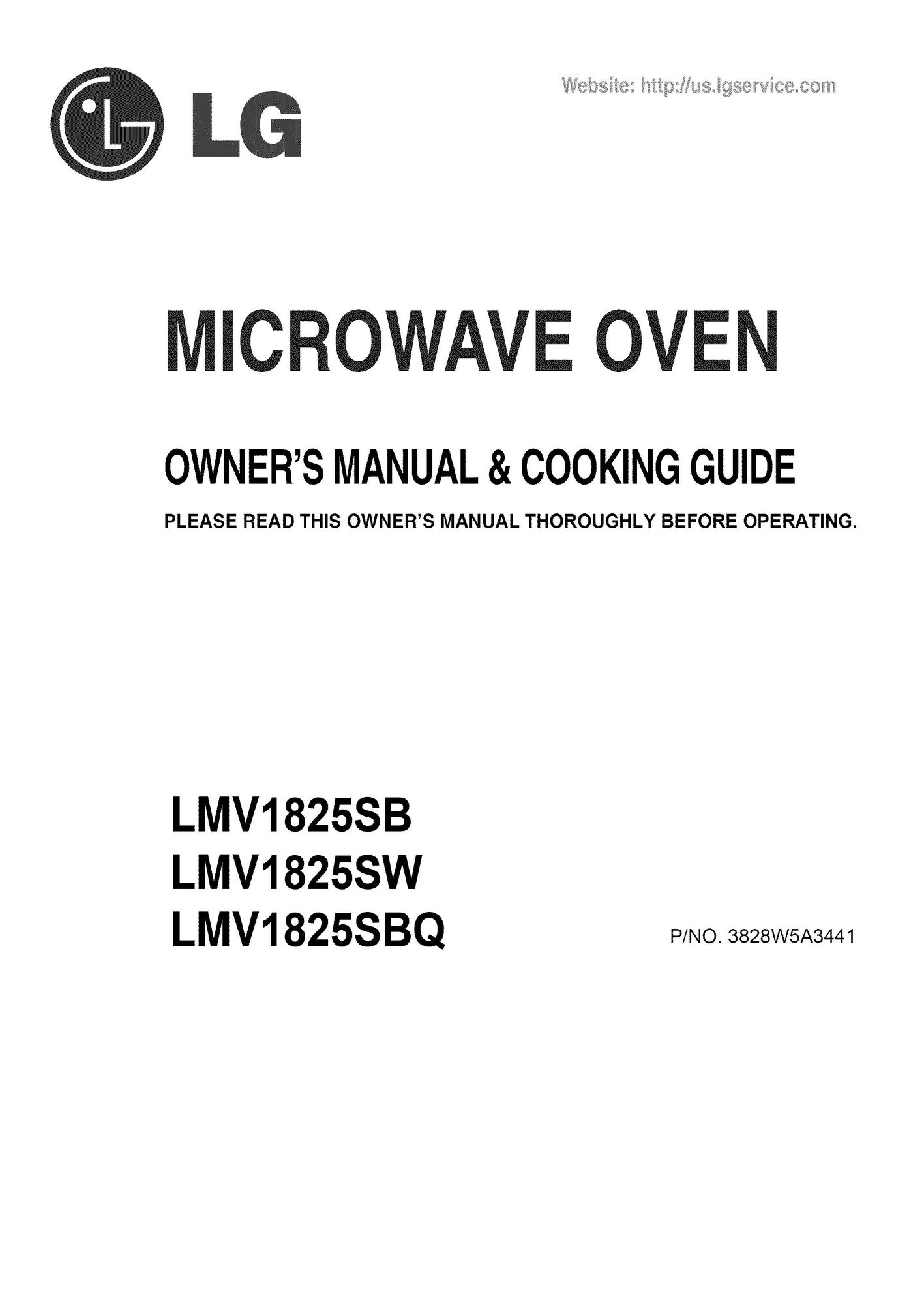 LG Electronics LMV1825SB Microwave Oven User Manual