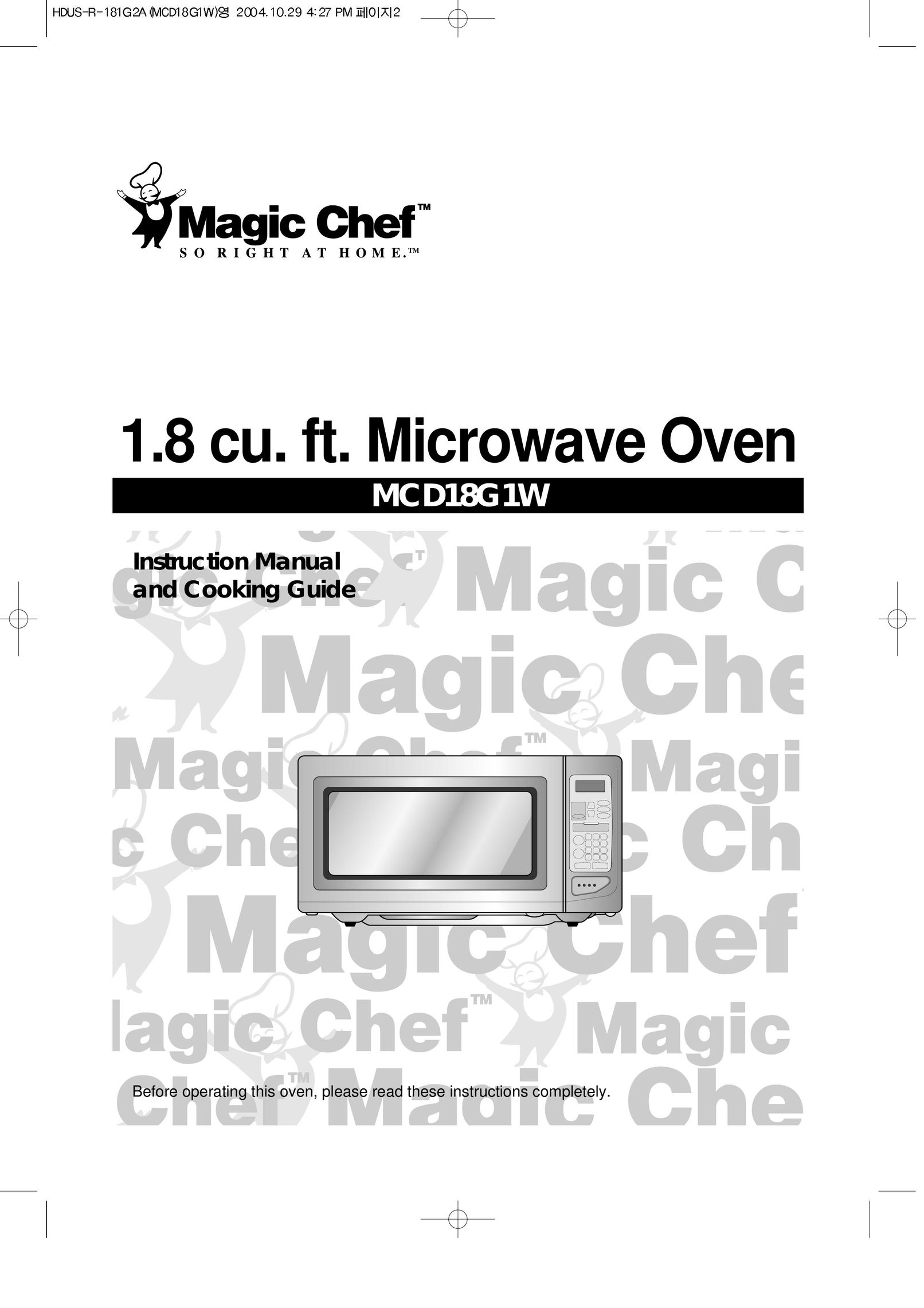 Magic Chef MCD18G1W Microwave Oven User Manual