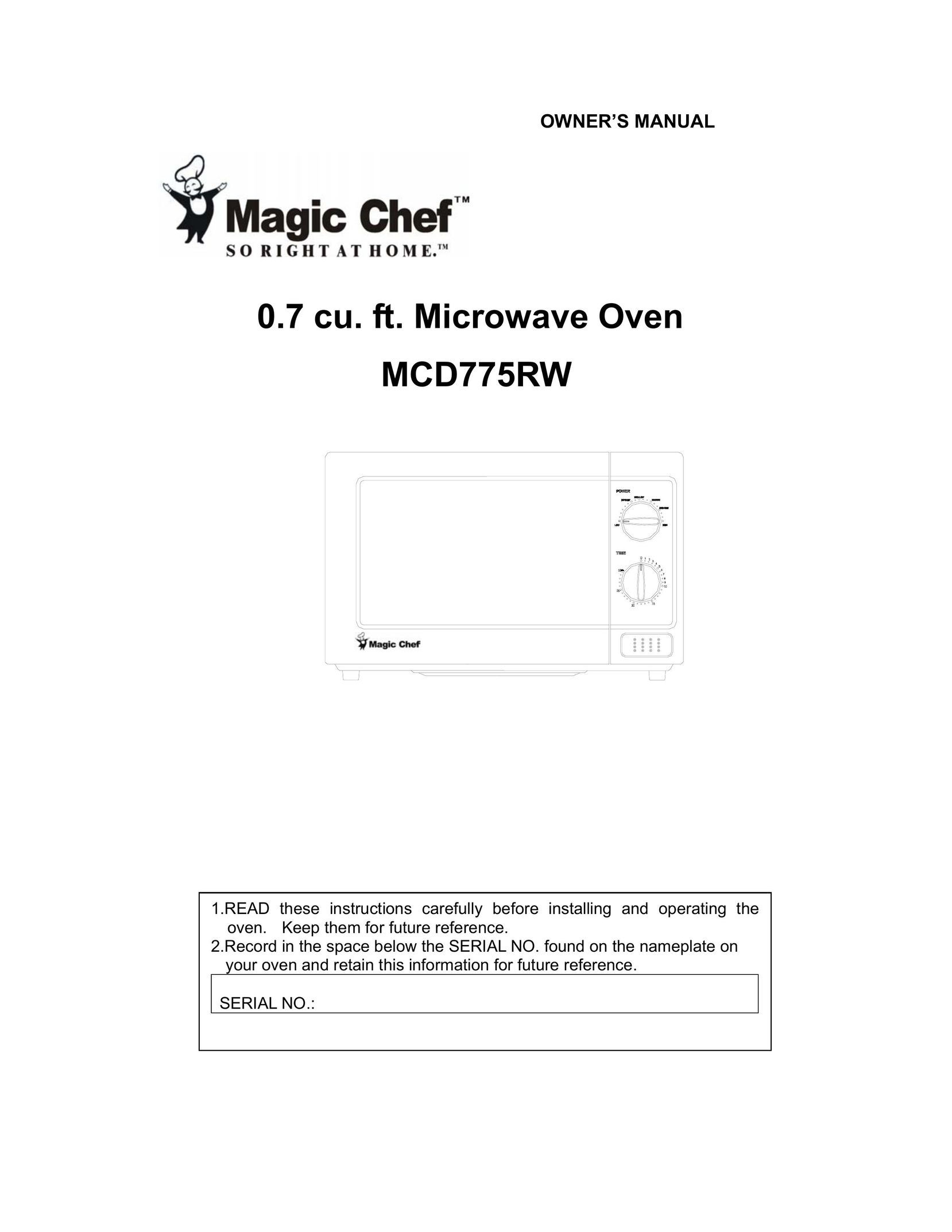 Magic Chef MCD775RW Microwave Oven User Manual