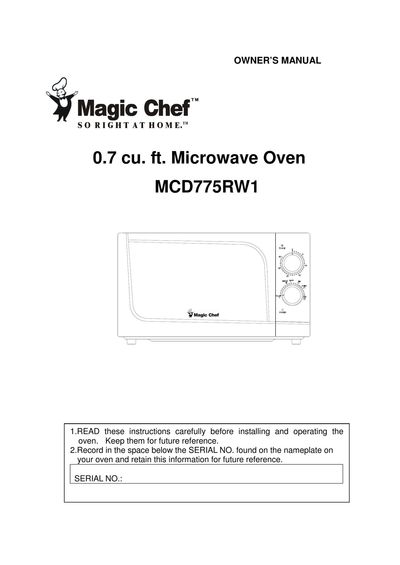 Magic Chef MCD775RW1 Microwave Oven User Manual