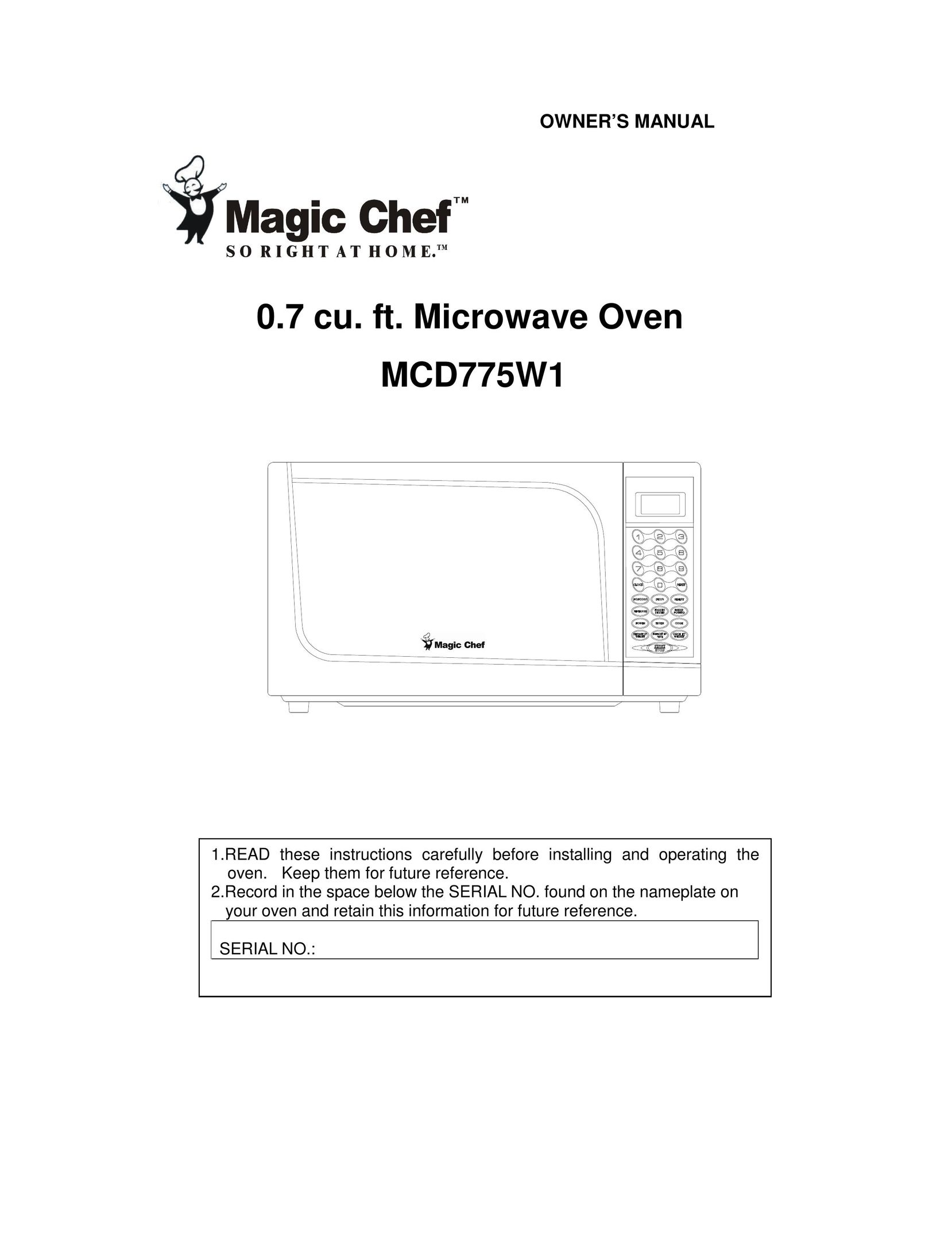 Magic Chef MCD775W1 Microwave Oven User Manual