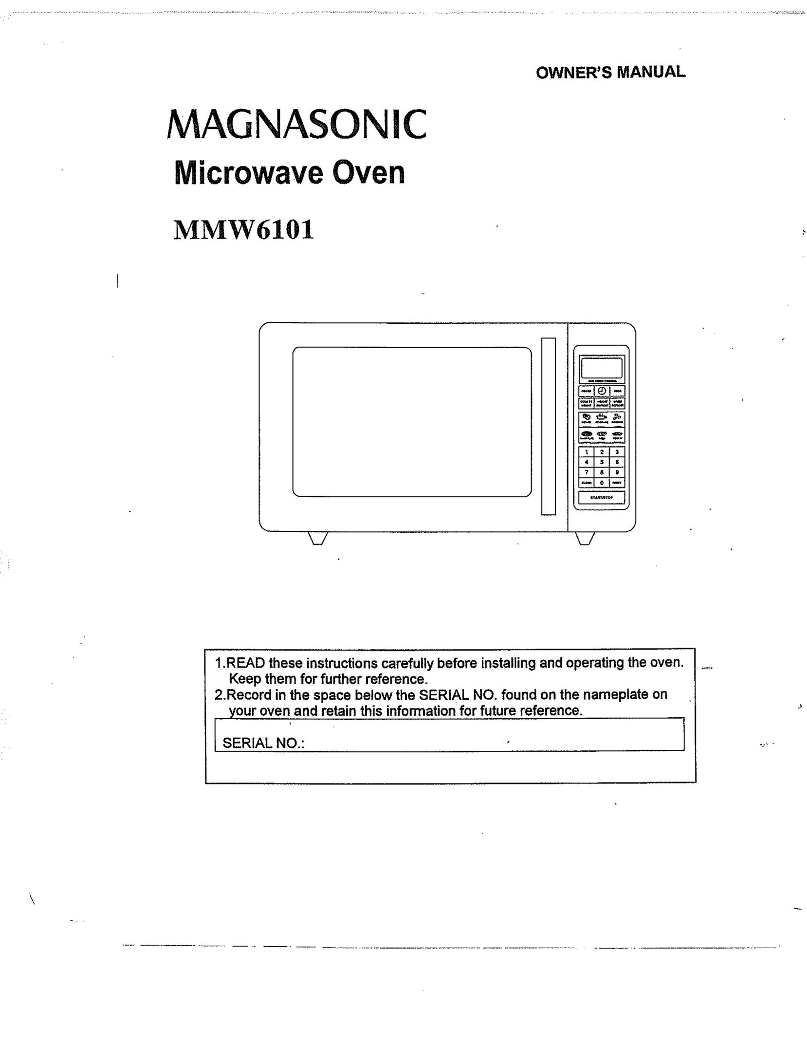 Magnasonic MMW6101 Microwave Oven User Manual