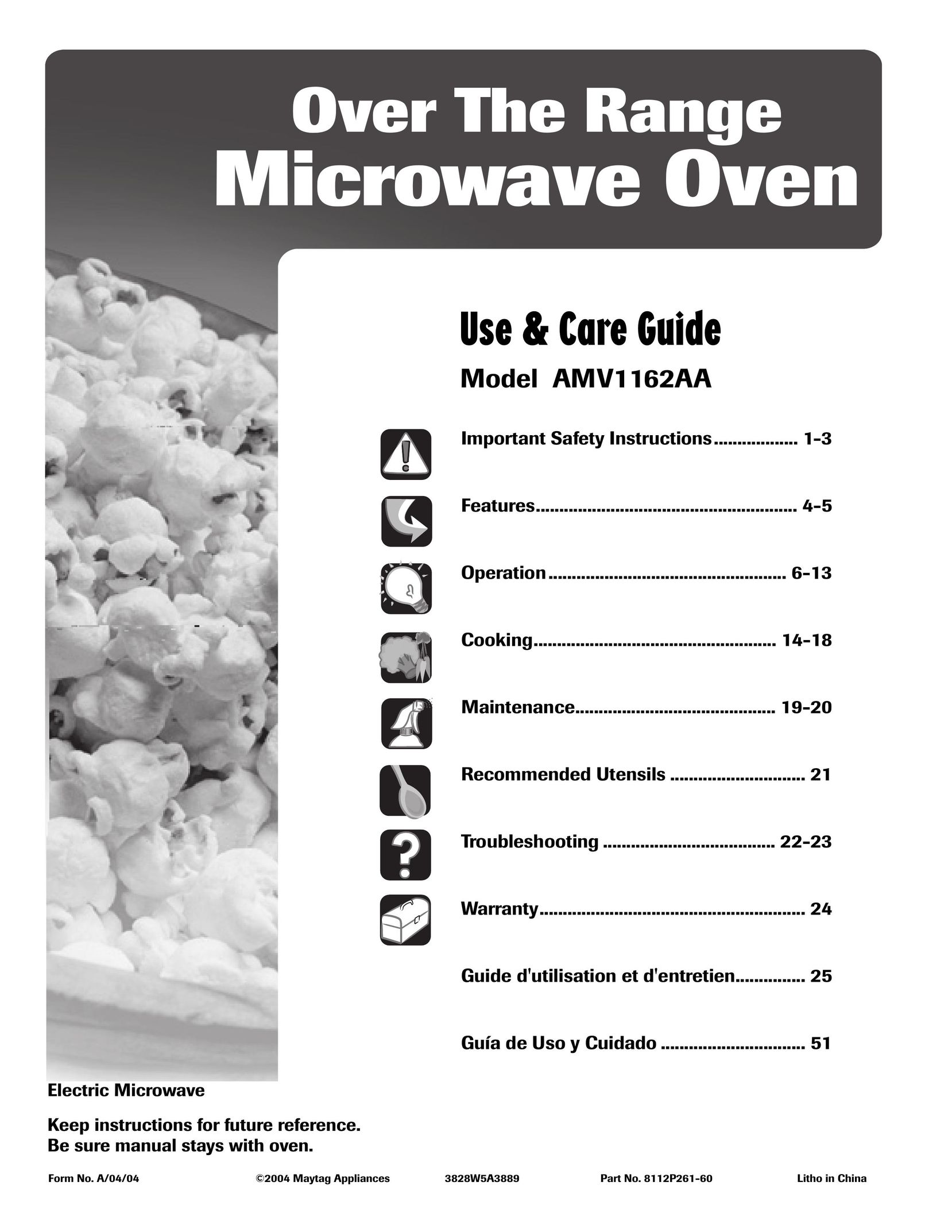 Maytag AMV1162AA Microwave Oven User Manual